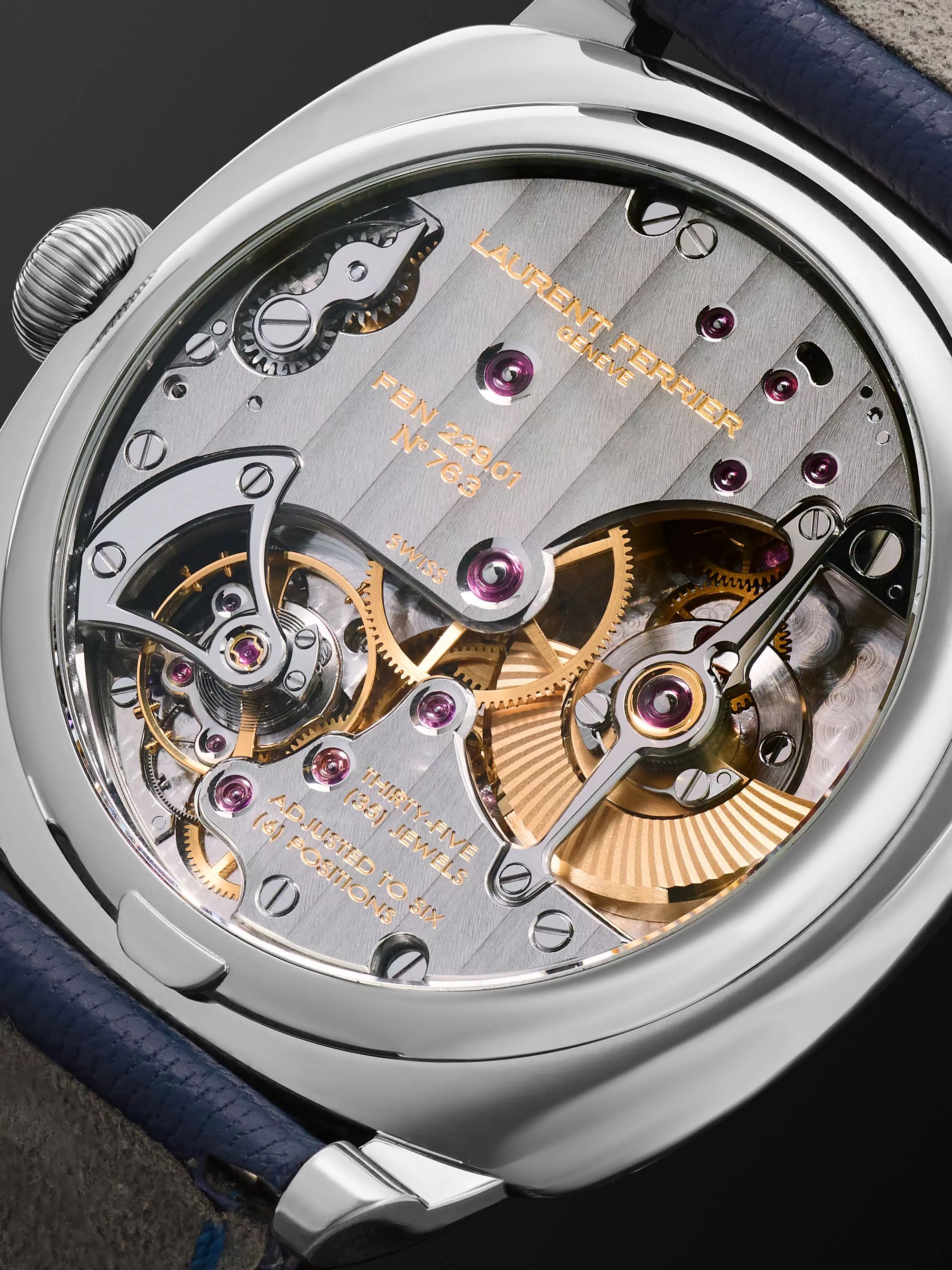 LAURENT FERRIER Square Automatic 41mm Stainless Steel and Leather Watch, Ref. No. LCF013.AC.CG2.1