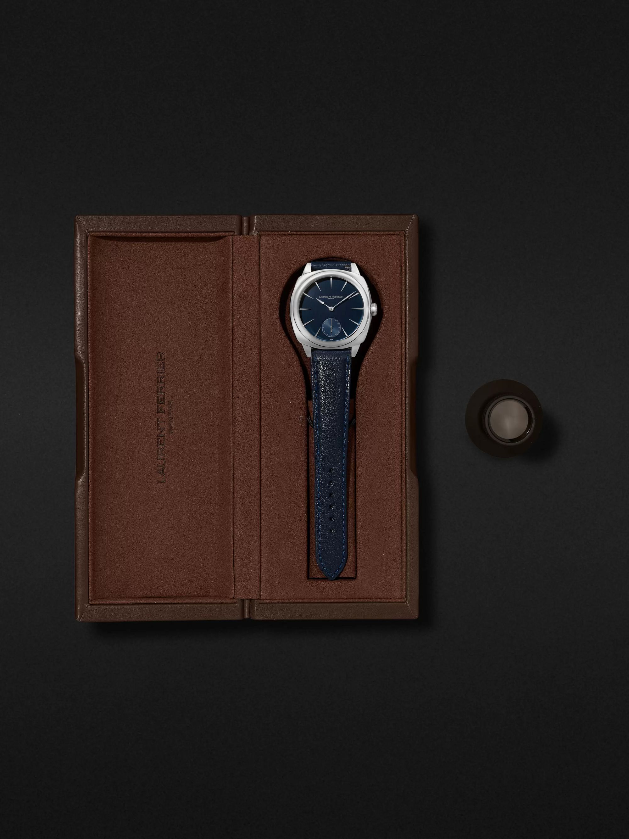 LAURENT FERRIER Square Automatic 41mm Stainless Steel and Leather Watch, Ref. No. LCF013.AC.CG2.1