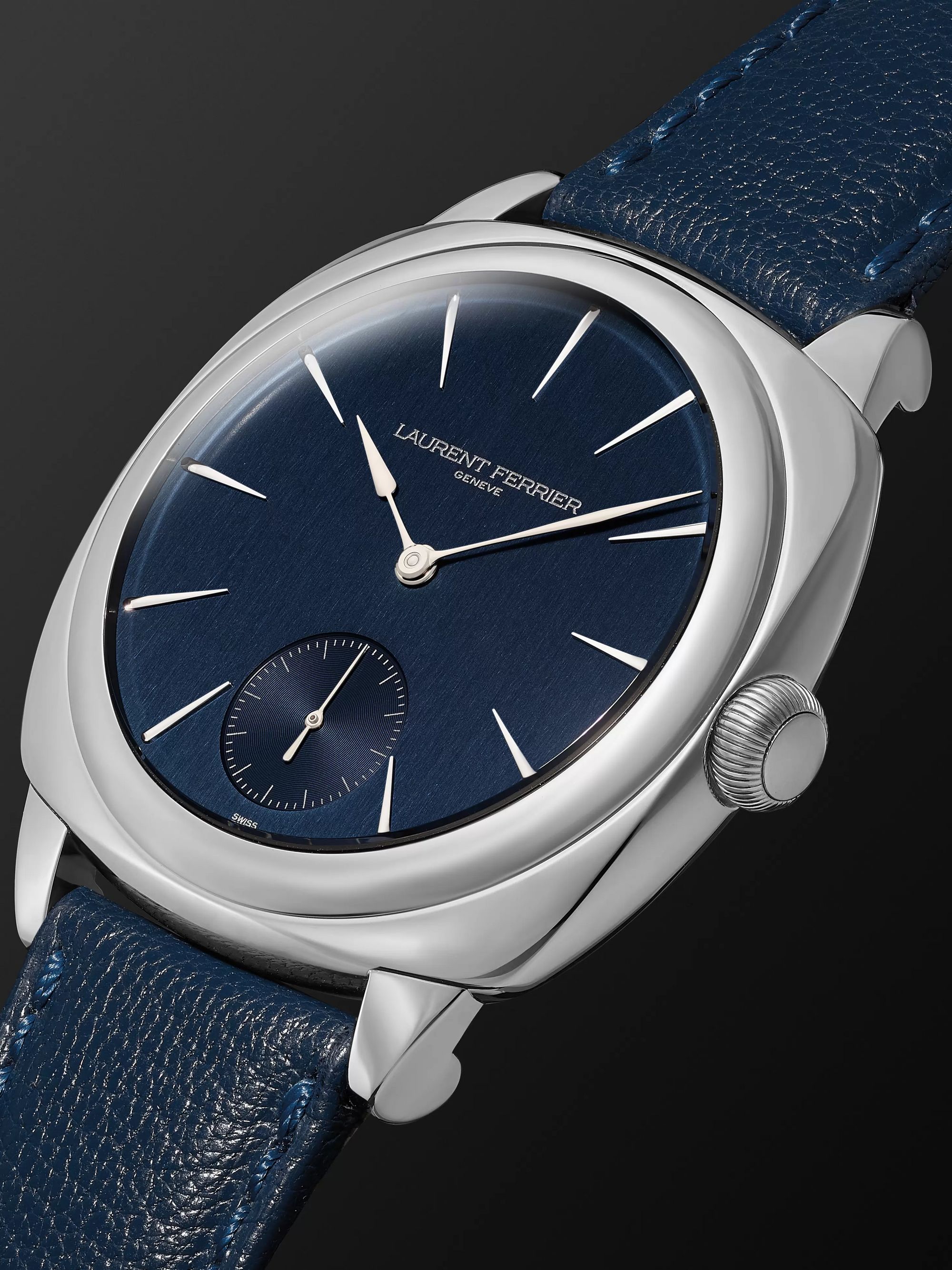 LAURENT FERRIER Square Automatic 41mm Stainless Steel and Leather Watch, Ref. No. LCF013.AC.CG2.1