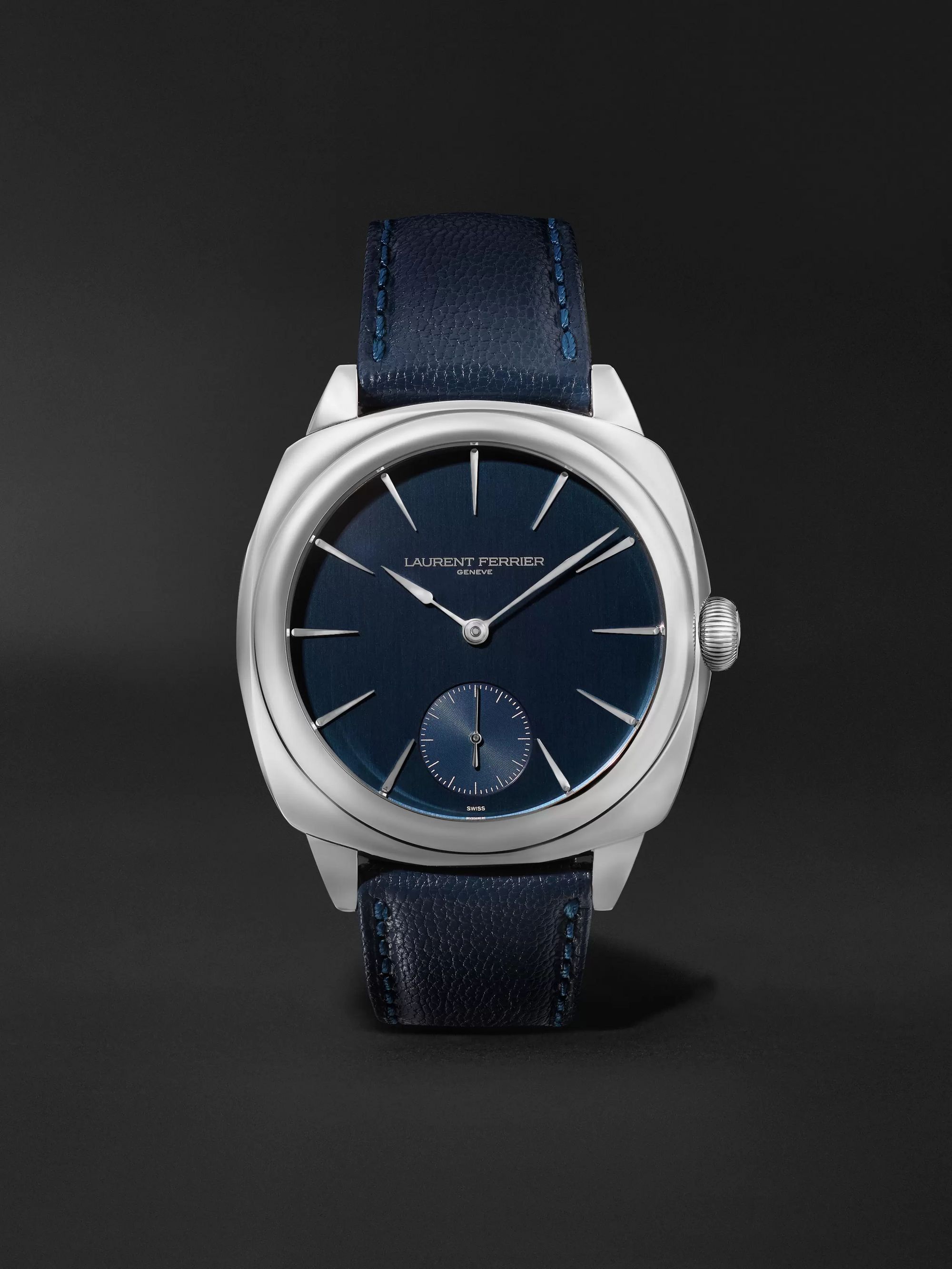 LAURENT FERRIER Square Automatic 41mm Stainless Steel and Leather Watch, Ref. No. LCF013.AC.CG2.1