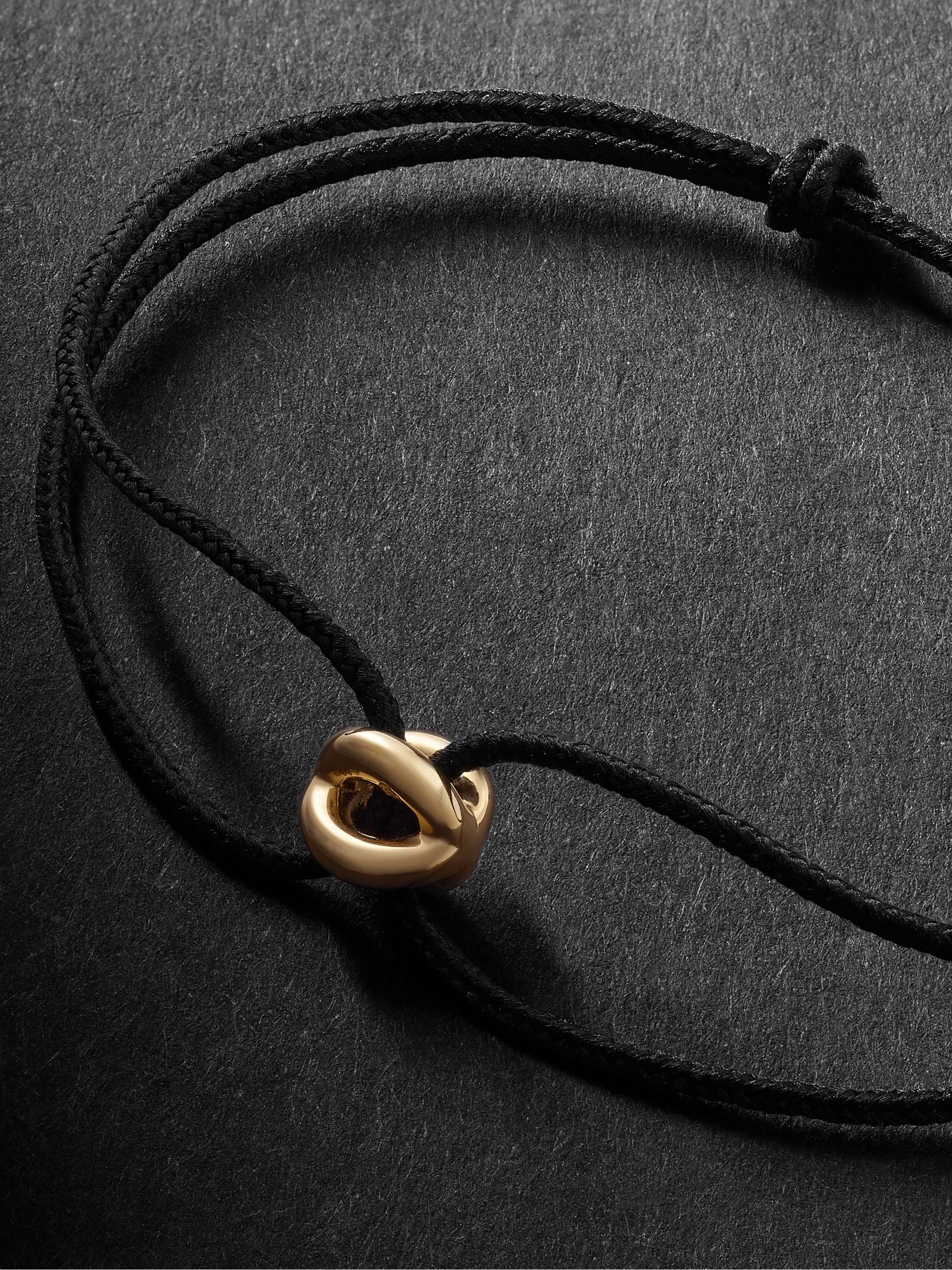 LE GRAMME Entrelacs 18-Karat Gold and Cord Bracelet