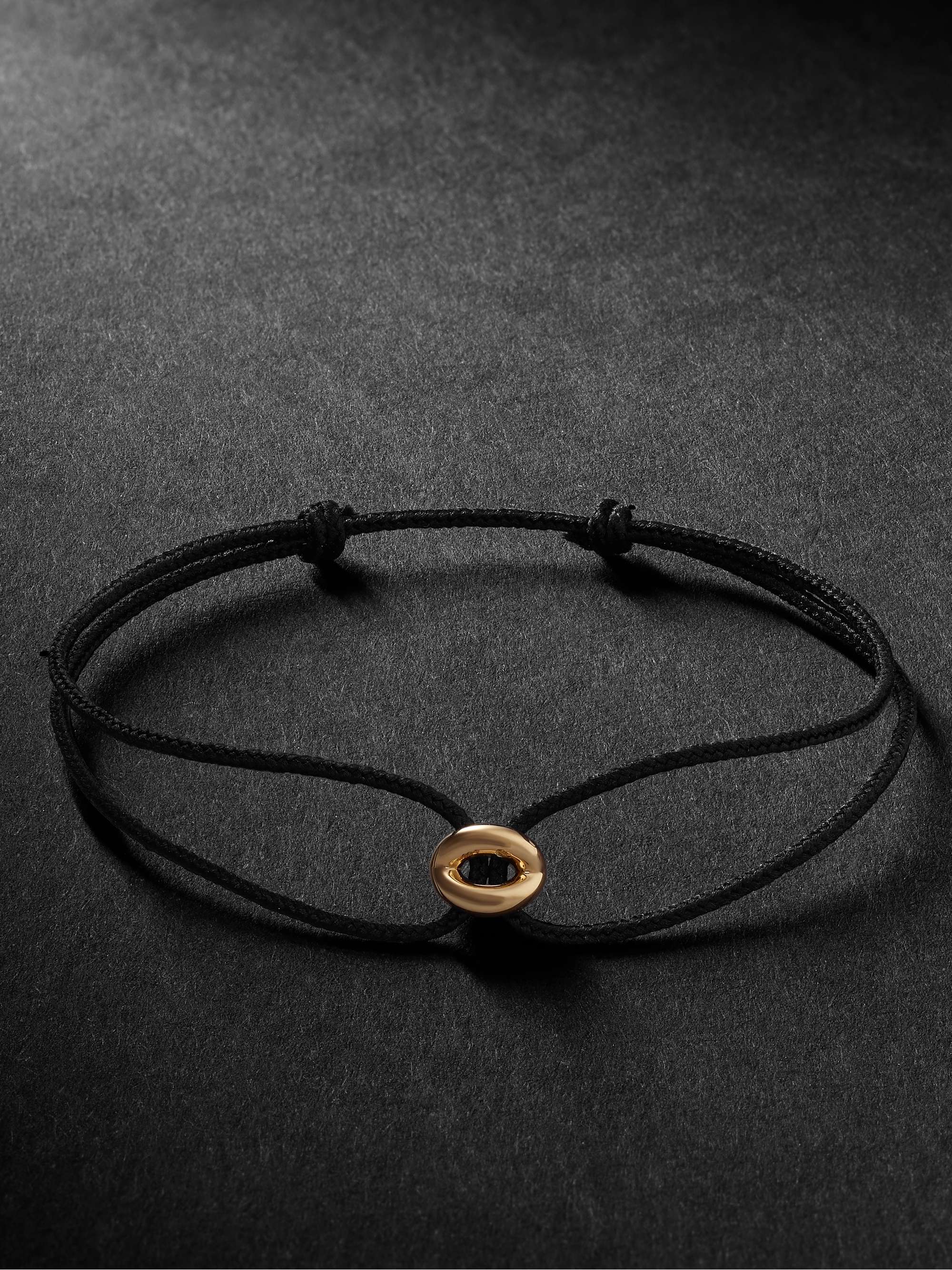 LE GRAMME Entrelacs 18-Karat Gold and Cord Bracelet for Men