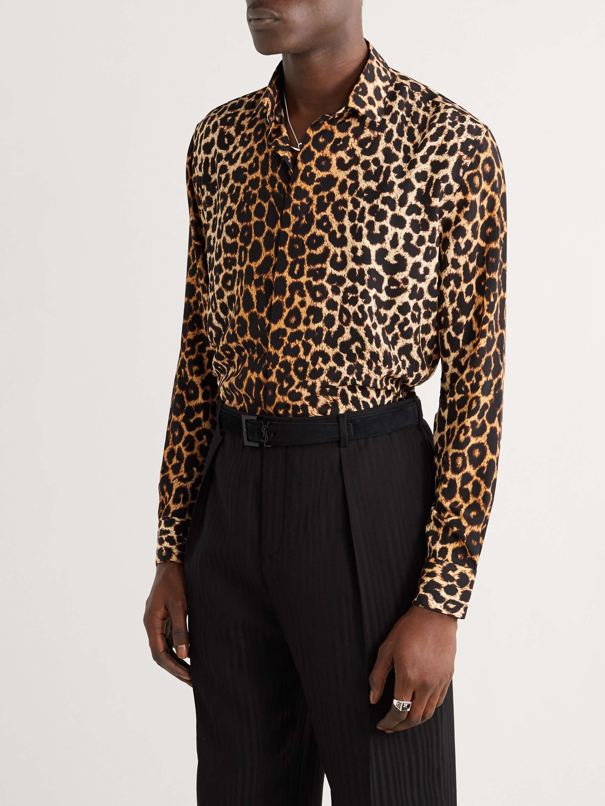 Saint Laurent Animal Print Skinny Belt