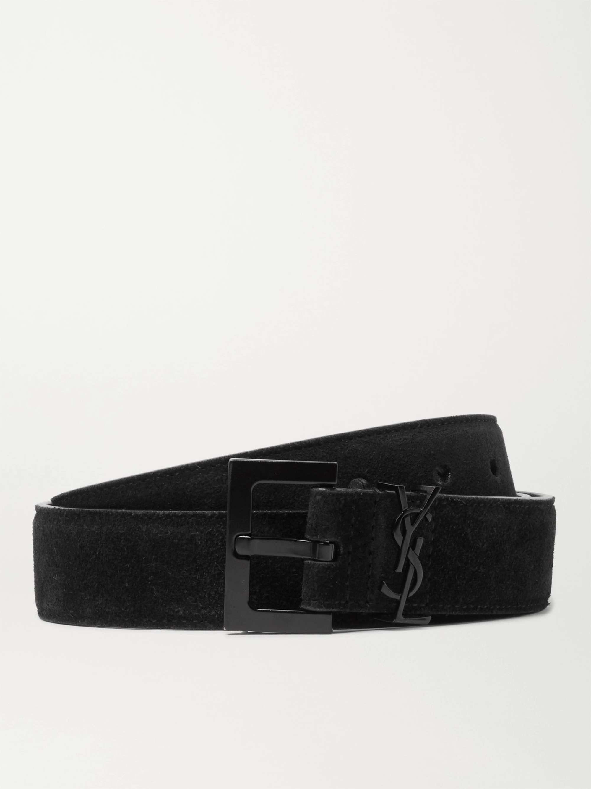 Saint Laurent Men's Logo-Embellished Suede Belt