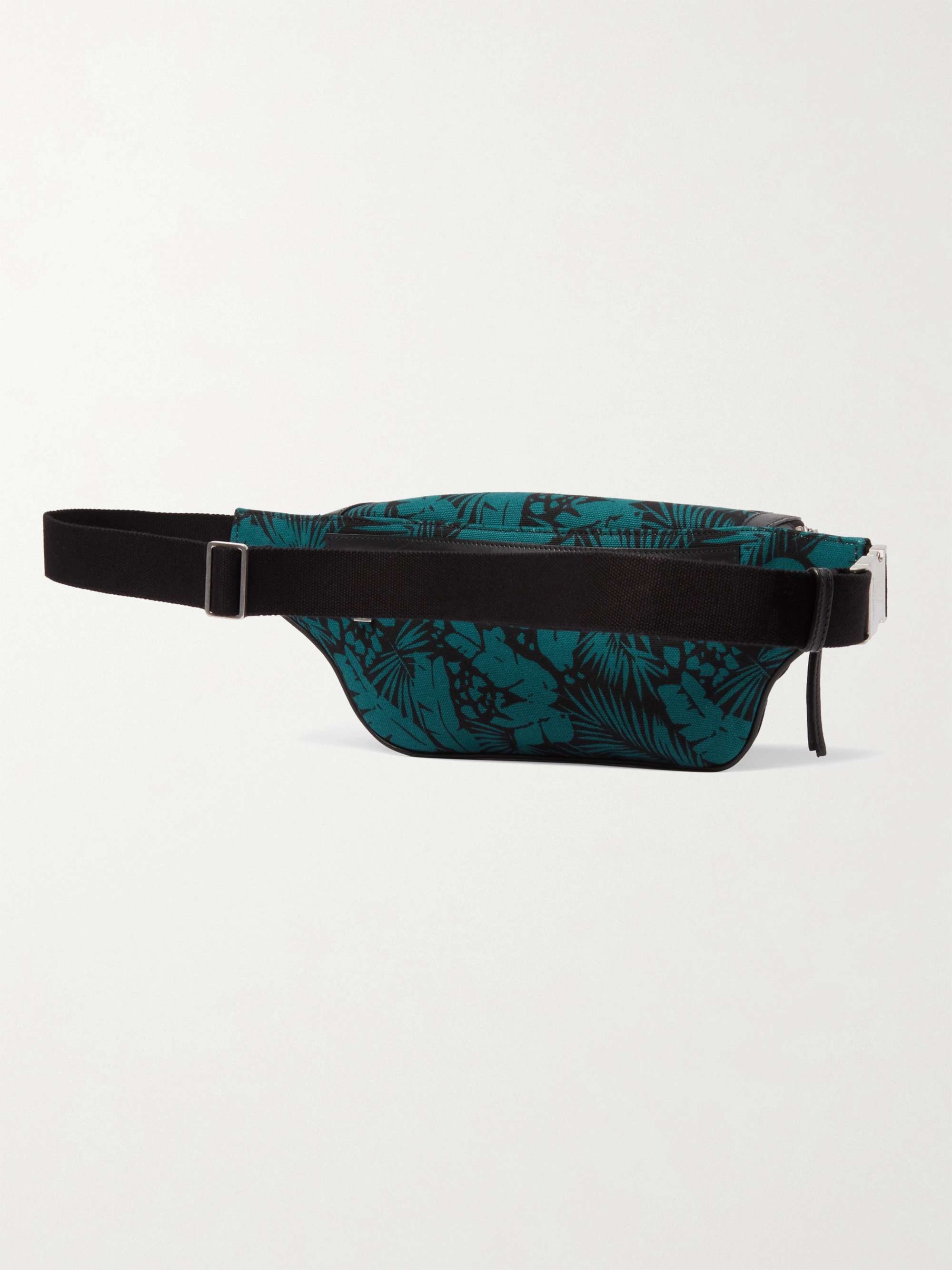 SAINT LAURENT Leather-Trimmed Printed Canvas Belt Bag