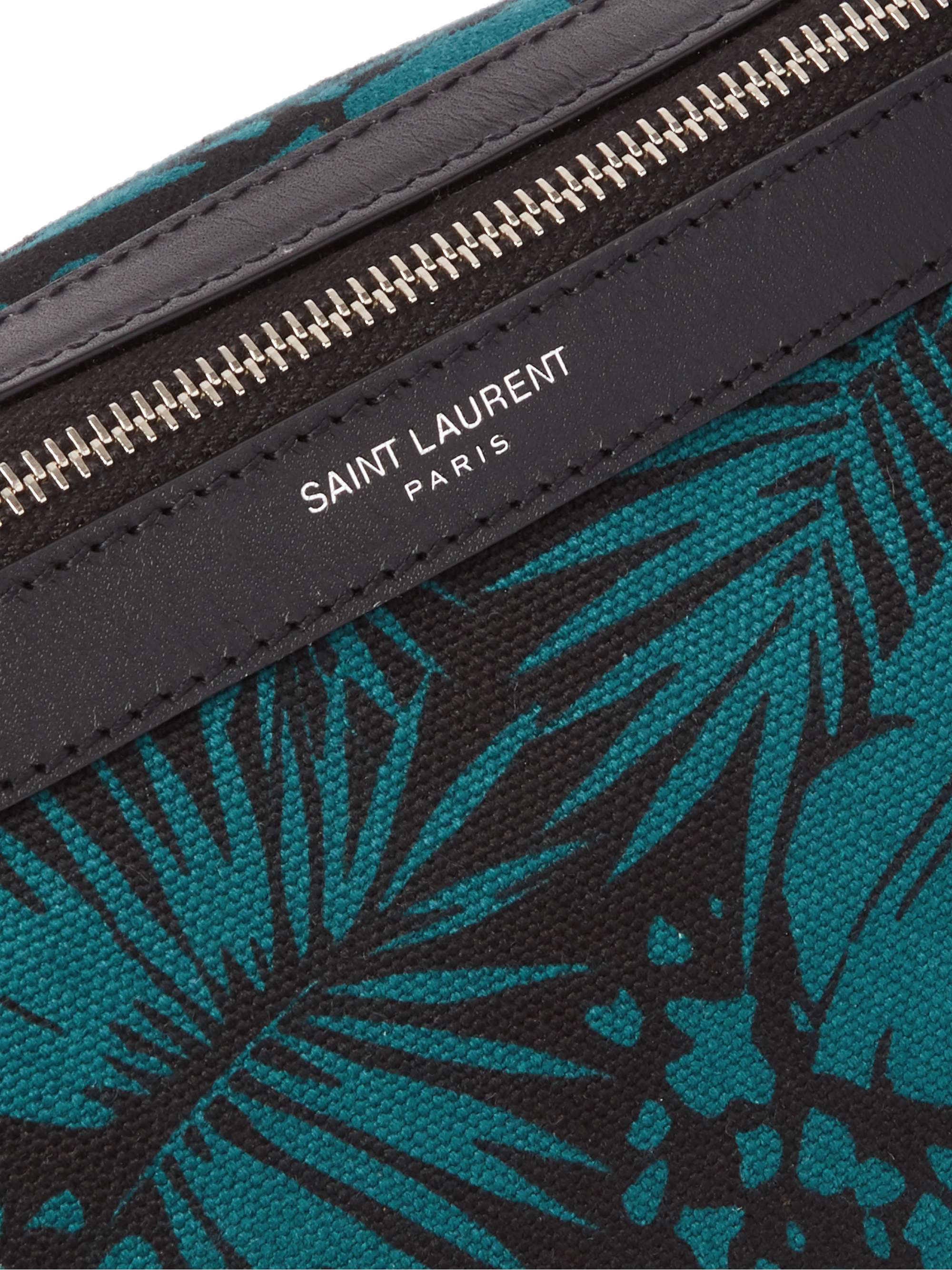 SAINT LAURENT Leather-Trimmed Printed Canvas Belt Bag