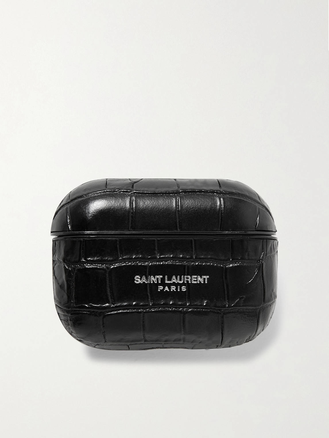 Saint Laurent Logo-print Croc-effect Leather Airpods Pro Case In