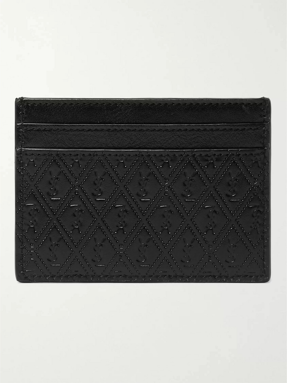 Saint Laurent Logo-debossed Leather Cardholder In Black