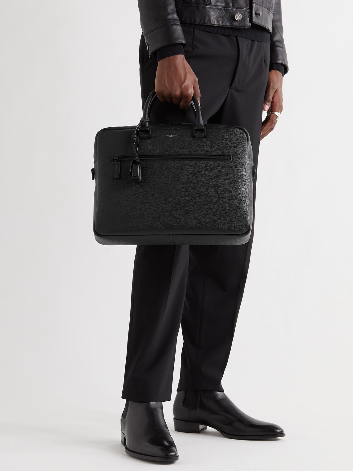 Shop Saint Laurent Sac De Jour Full-grain Leather Briefcase In Black