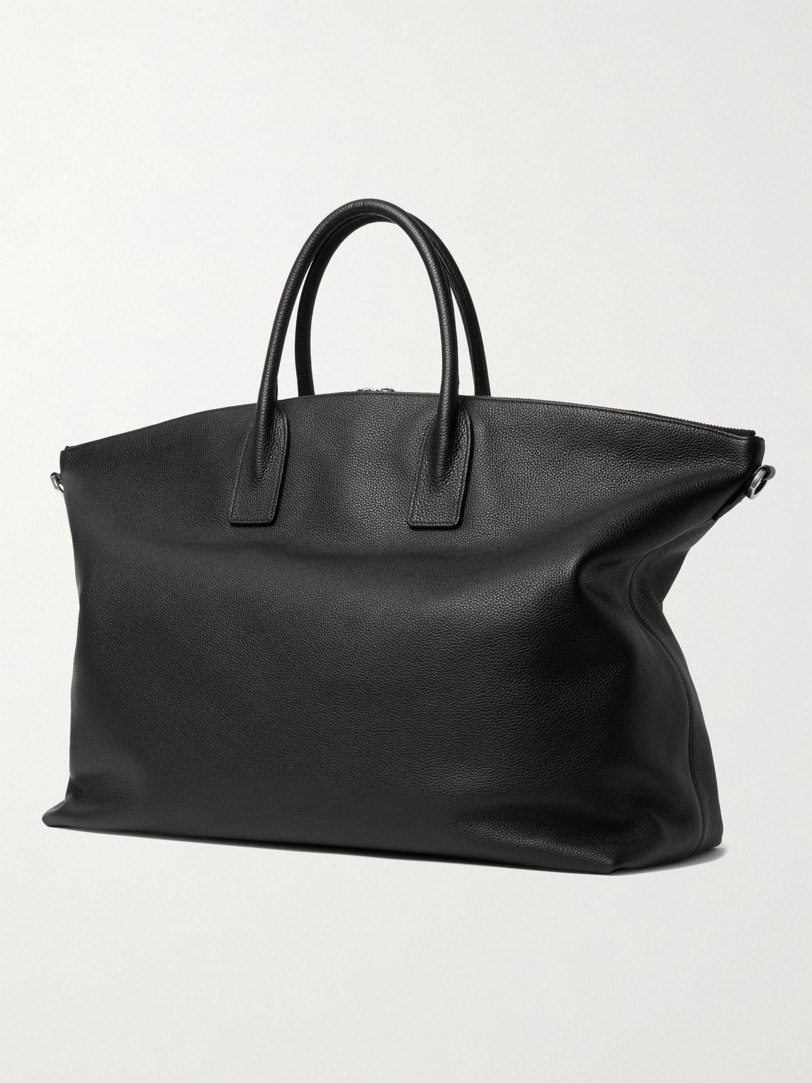 Saint Laurent Full-grain Leather Tote Bag In Black
