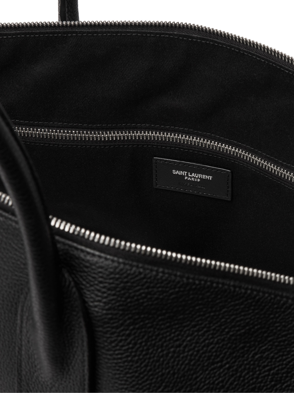 Saint Laurent Full-grain Leather Tote Bag In Black
