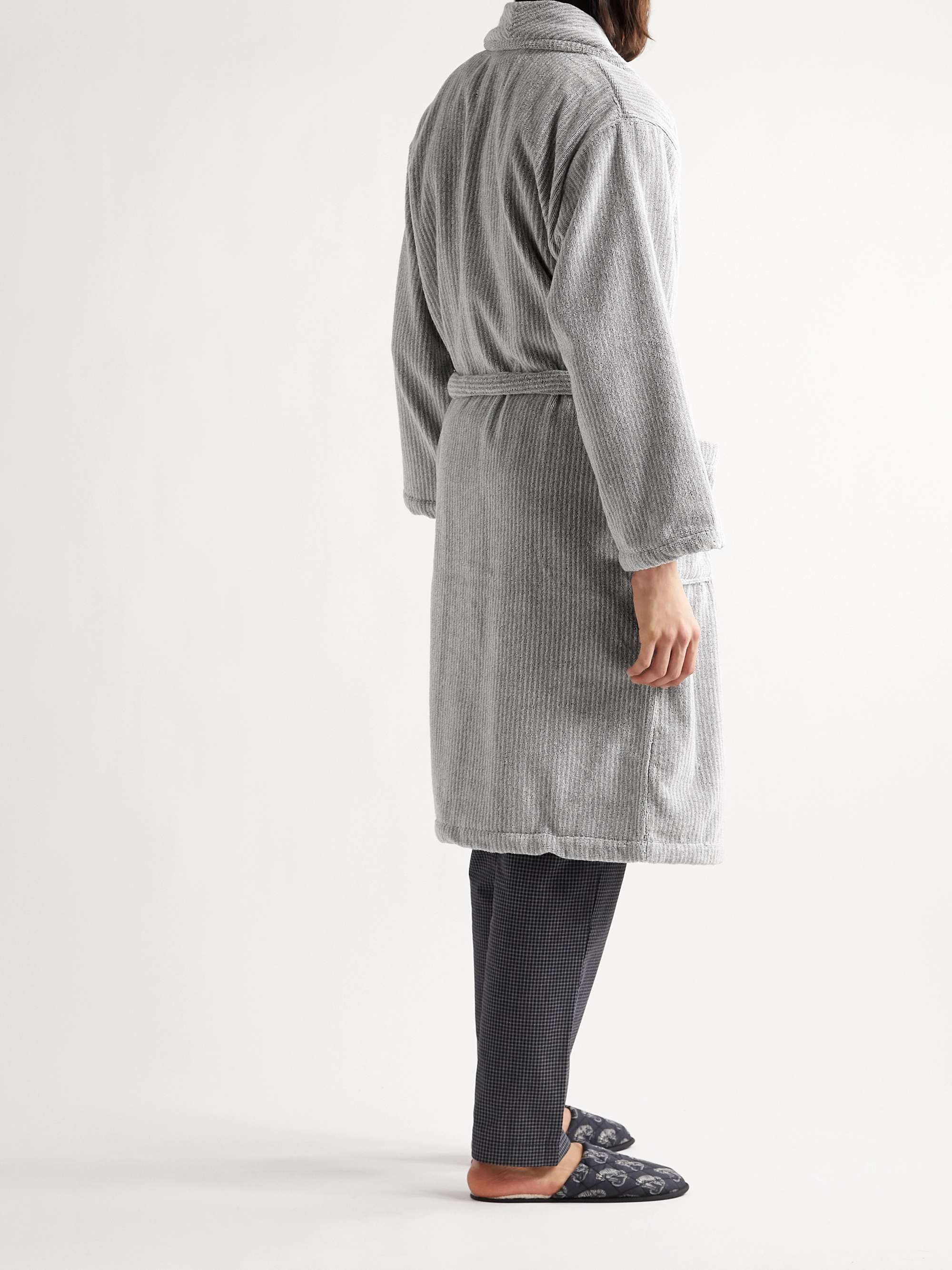 CLEVERLY LAUNDRY Pinstriped Cotton-Terry Robe