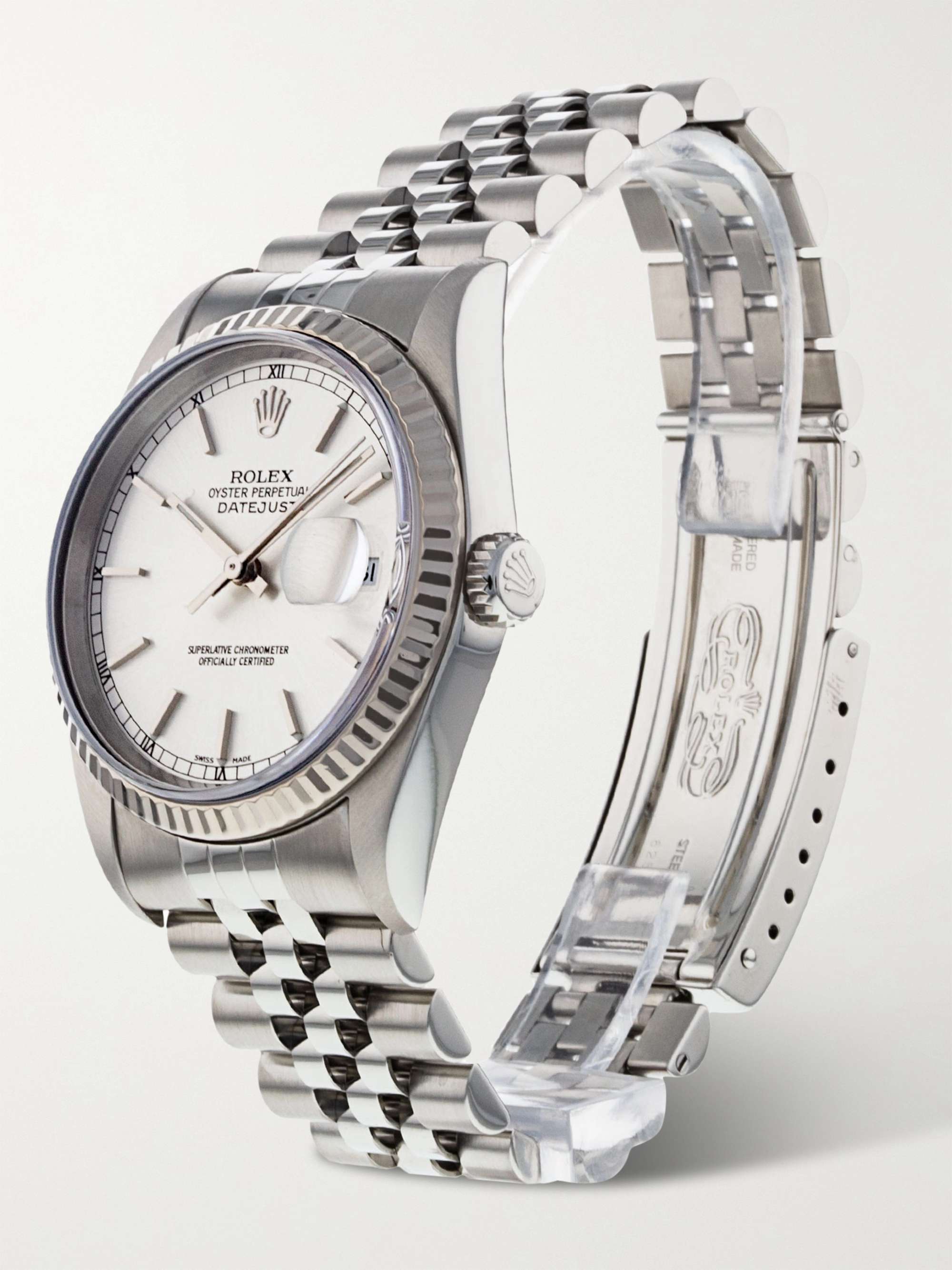 ROLEX Pre-Owned 2001 Datejust Automatic 36mm Oystersteel and 18-Karat White Gold Watch, Ref. No. 189331