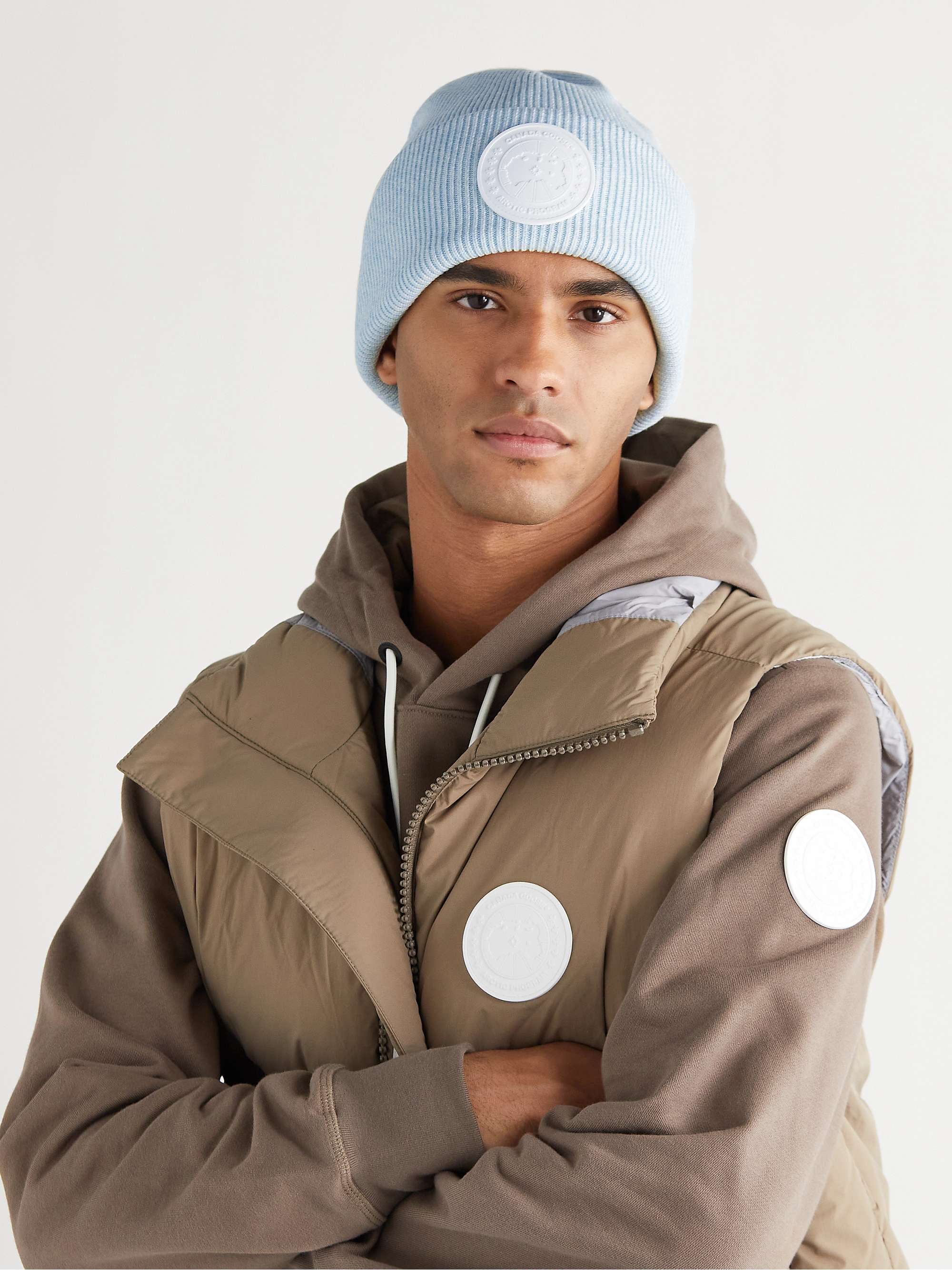 CANADA GOOSE Logo-Appliquéd Ribbed Wool Beanie