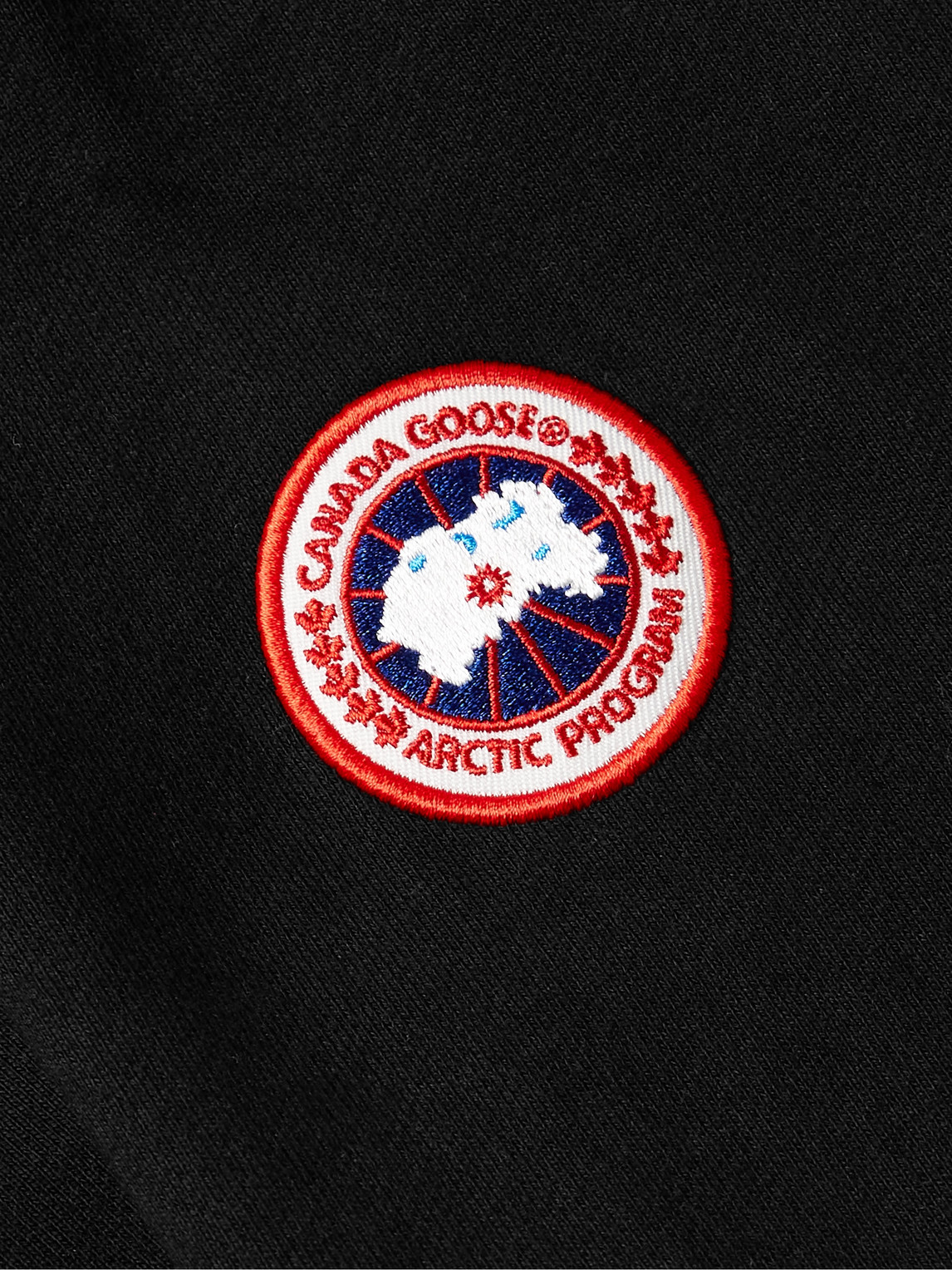 Shop Canada Goose Huron Logo-appliquéd Organic Cotton-jersey Hoodie In Black