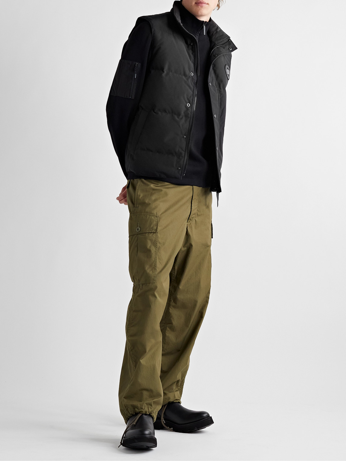 Canada Goose Everett Black Label Padded Gilet In Black Nylon In Black