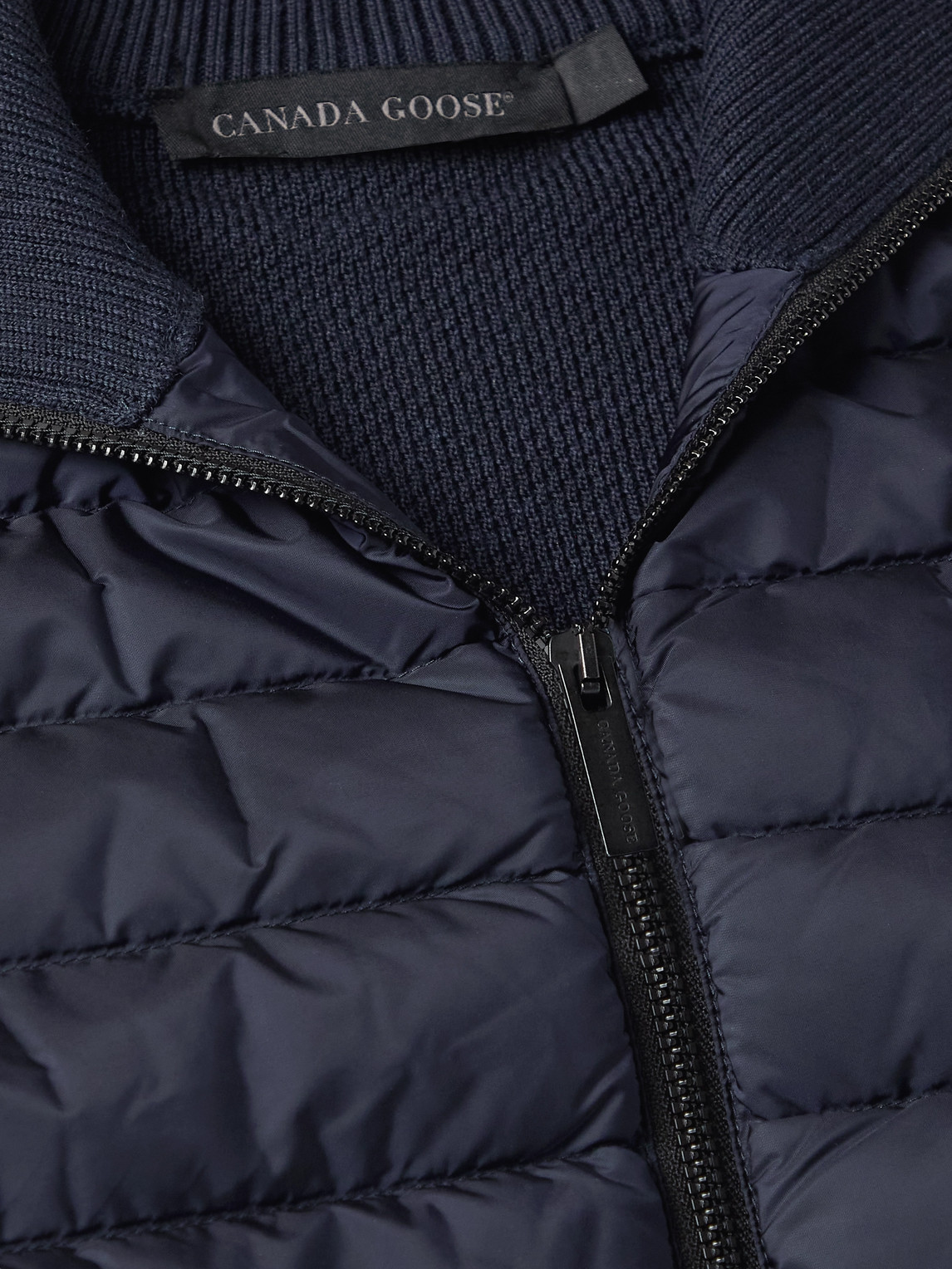 Shop Canada Goose Hybridge Slim-fit Merino Wool And Quilted Nylon Down Gilet In Blue