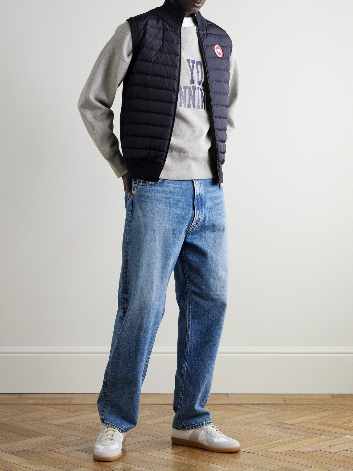 Shop Canada Goose Hybridge Slim-fit Merino Wool And Quilted Nylon Down Gilet In Blue