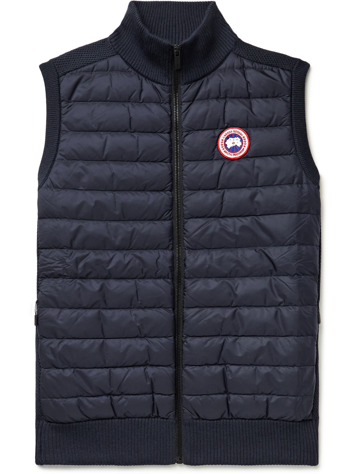 Canada Goose Hybridge Slim-fit Merino Wool And Quilted Nylon Down Gilet In Blue