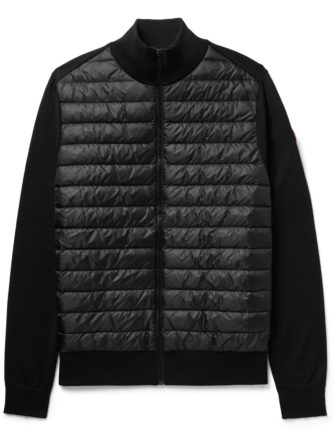Shop Canada Goose Hybridge Slim-fit Quilted Down Nylon And Wool Jacket In Black
