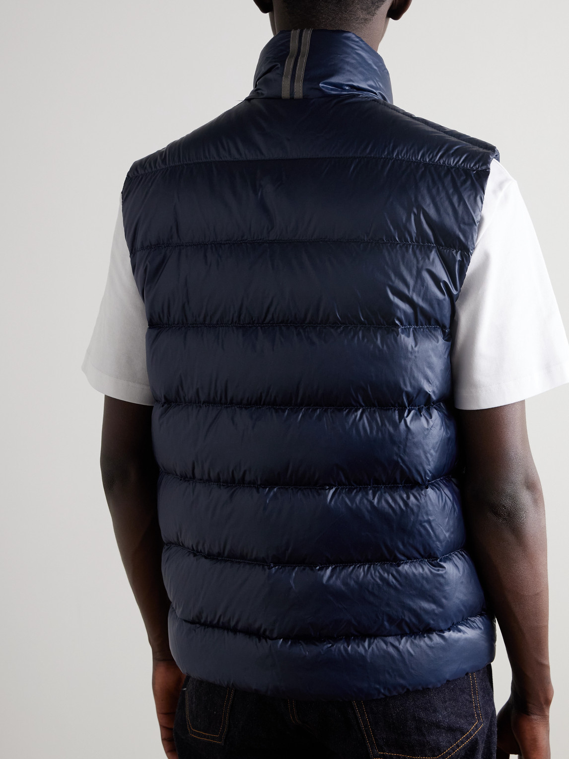 Shop Canada Goose Crofton Slim-fit Quilted Recycled Nylon-ripstop Down Gilet In Blue