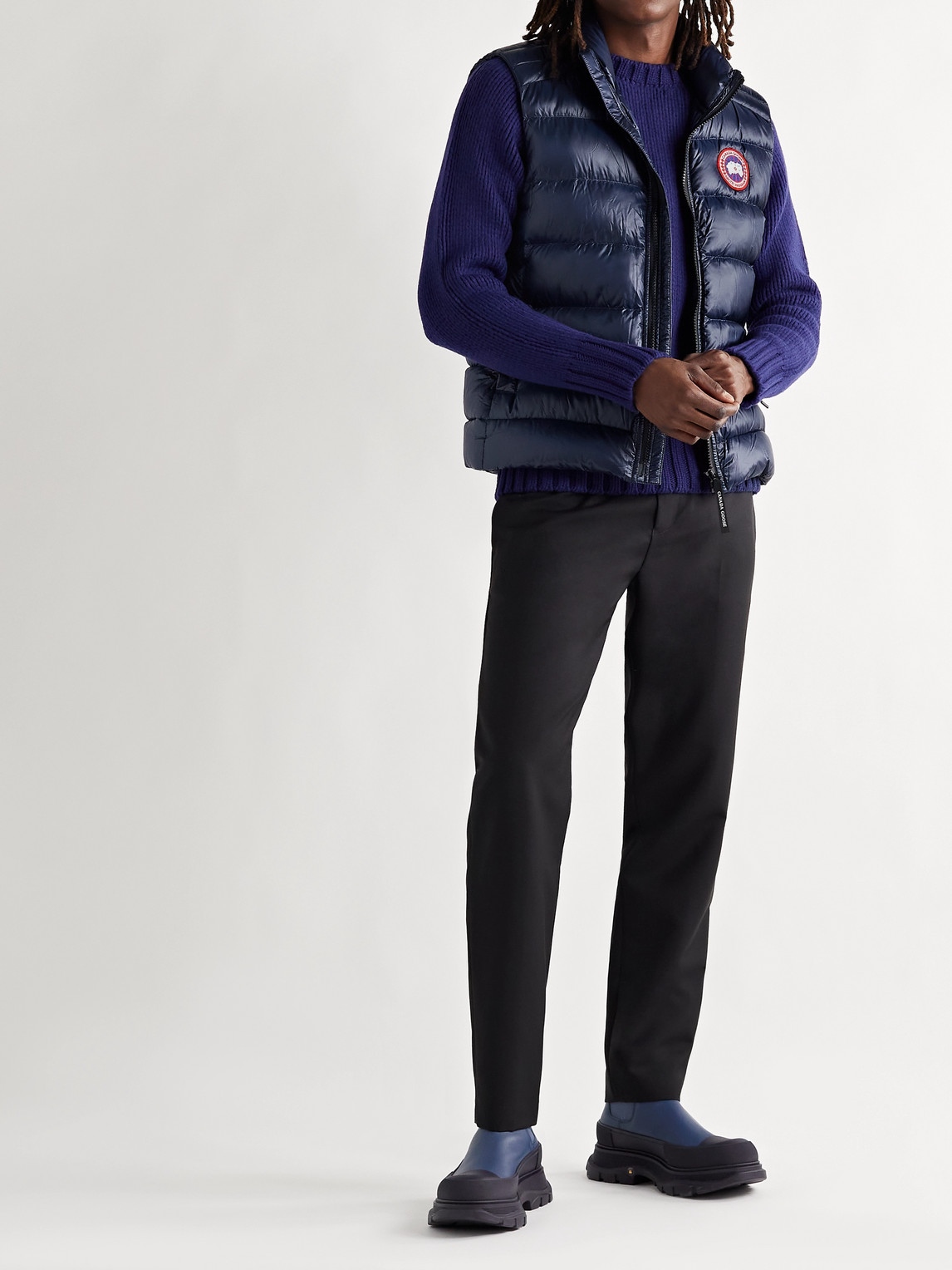 Shop Canada Goose Crofton Slim-fit Quilted Recycled Nylon-ripstop Down Gilet In Blue