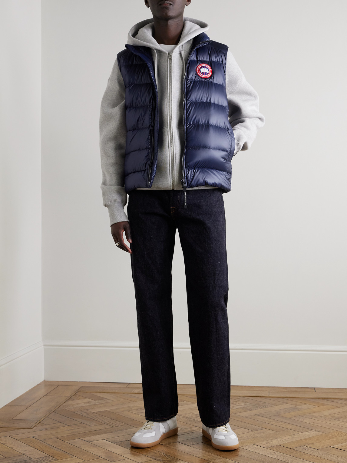 Shop Canada Goose Crofton Slim-fit Quilted Recycled Nylon-ripstop Down Gilet In Blue