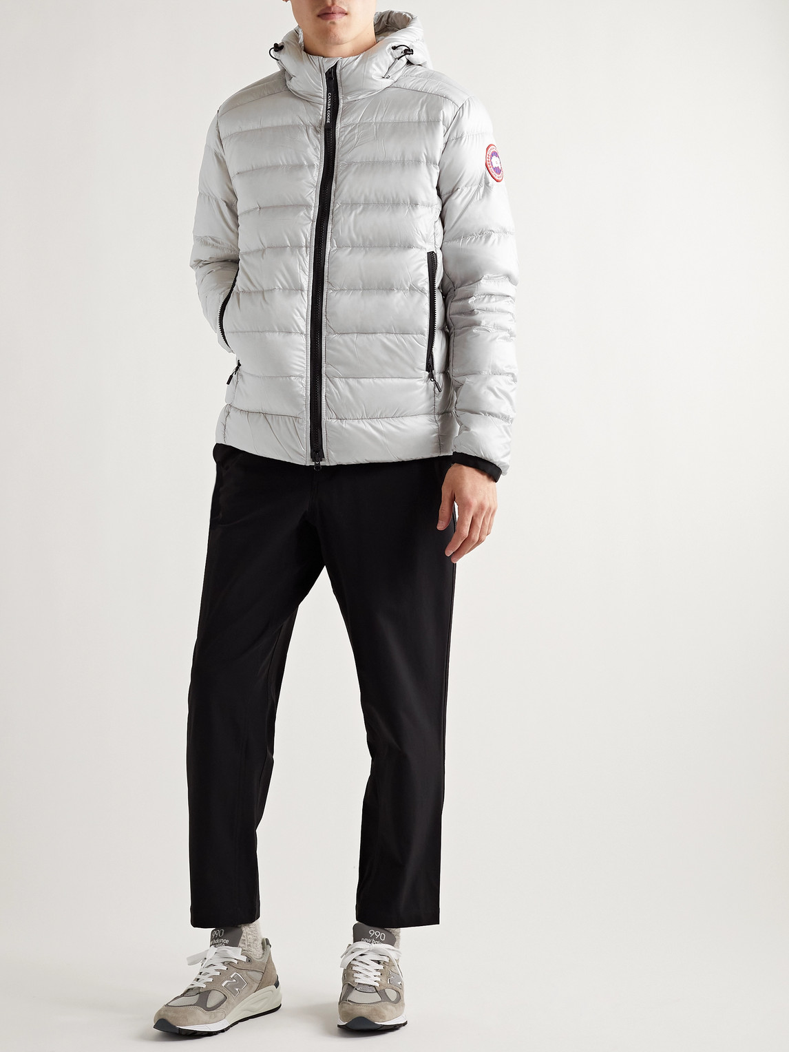 Shop Canada Goose Crofton Slim-fit Recycled Nylon-ripstop Hooded Down Jacket In Silver