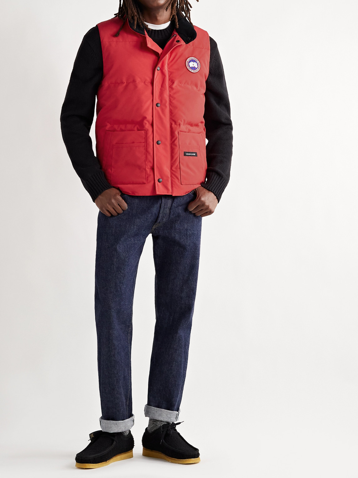 Shop Canada Goose Slim-fit Freestyle Crew Quilted Arctic Tech Down Gilet In Red