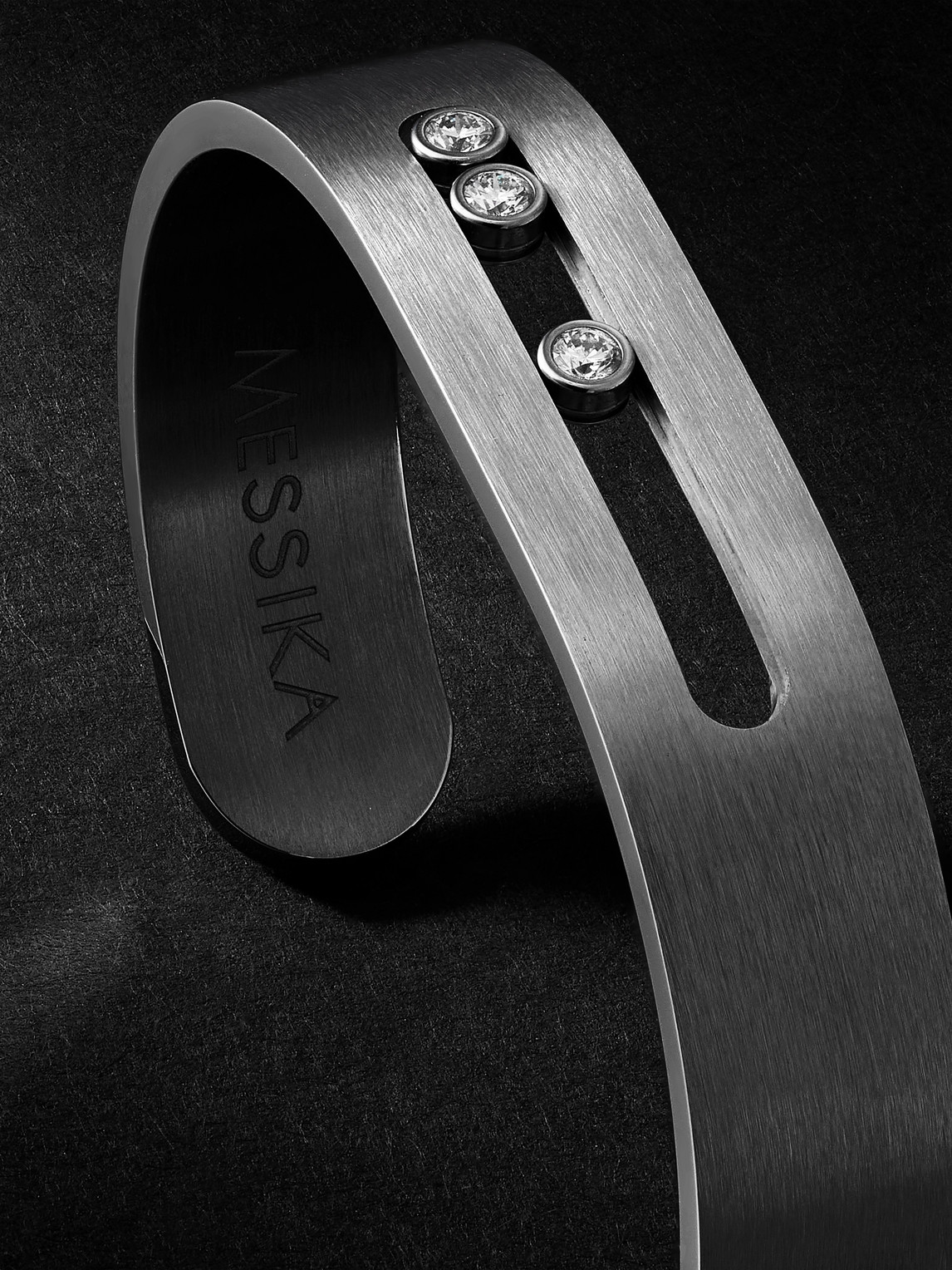 Messika Move Graphite Titanium Diamond Cuff In Gray