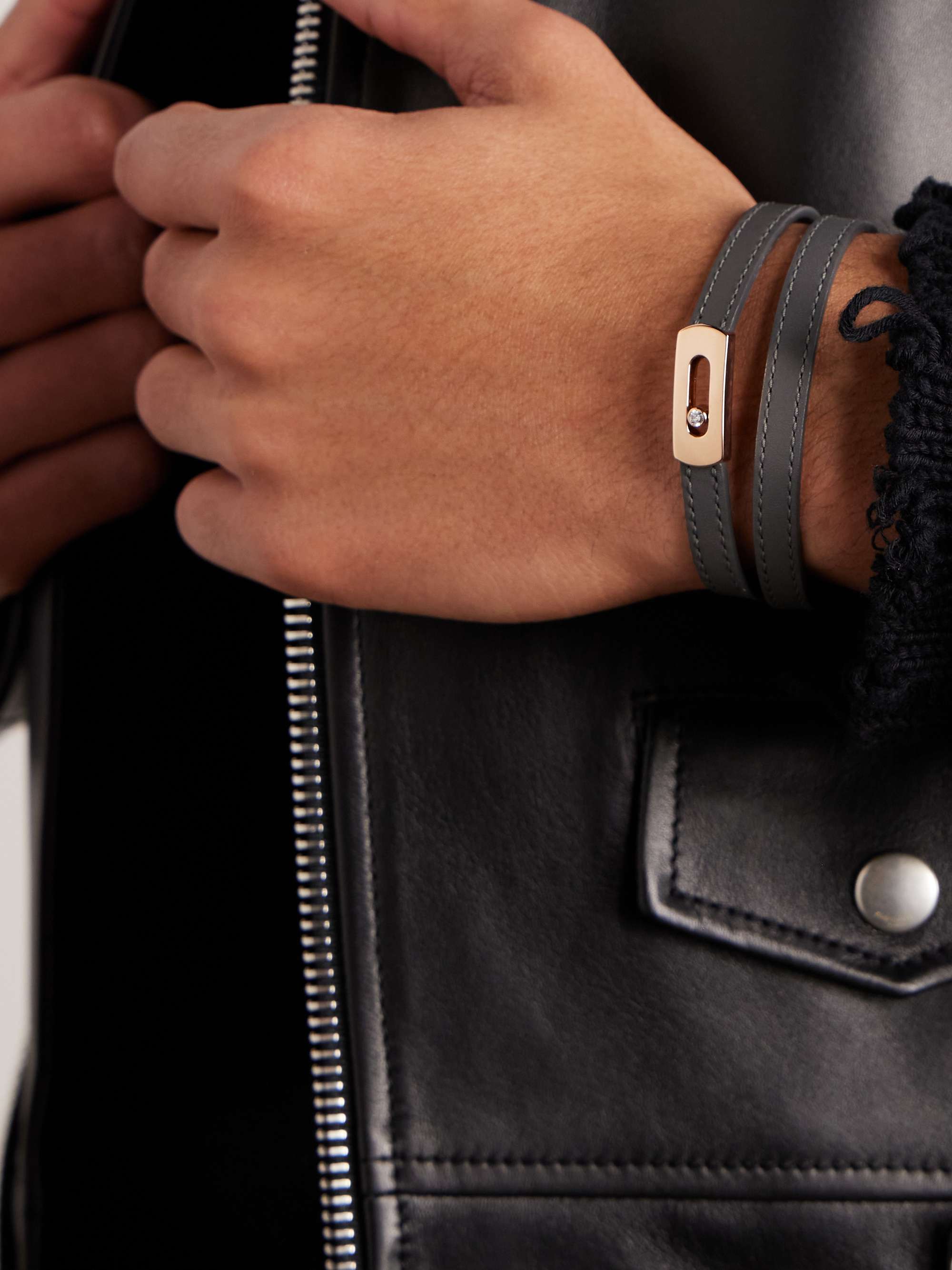 MESSIKA My Move Gold, Diamond and Leather Bracelet