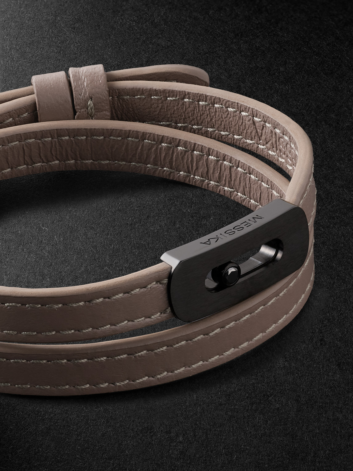 Shop Messika My Move Titanium, Leather And Diamond Bracelet In Brown