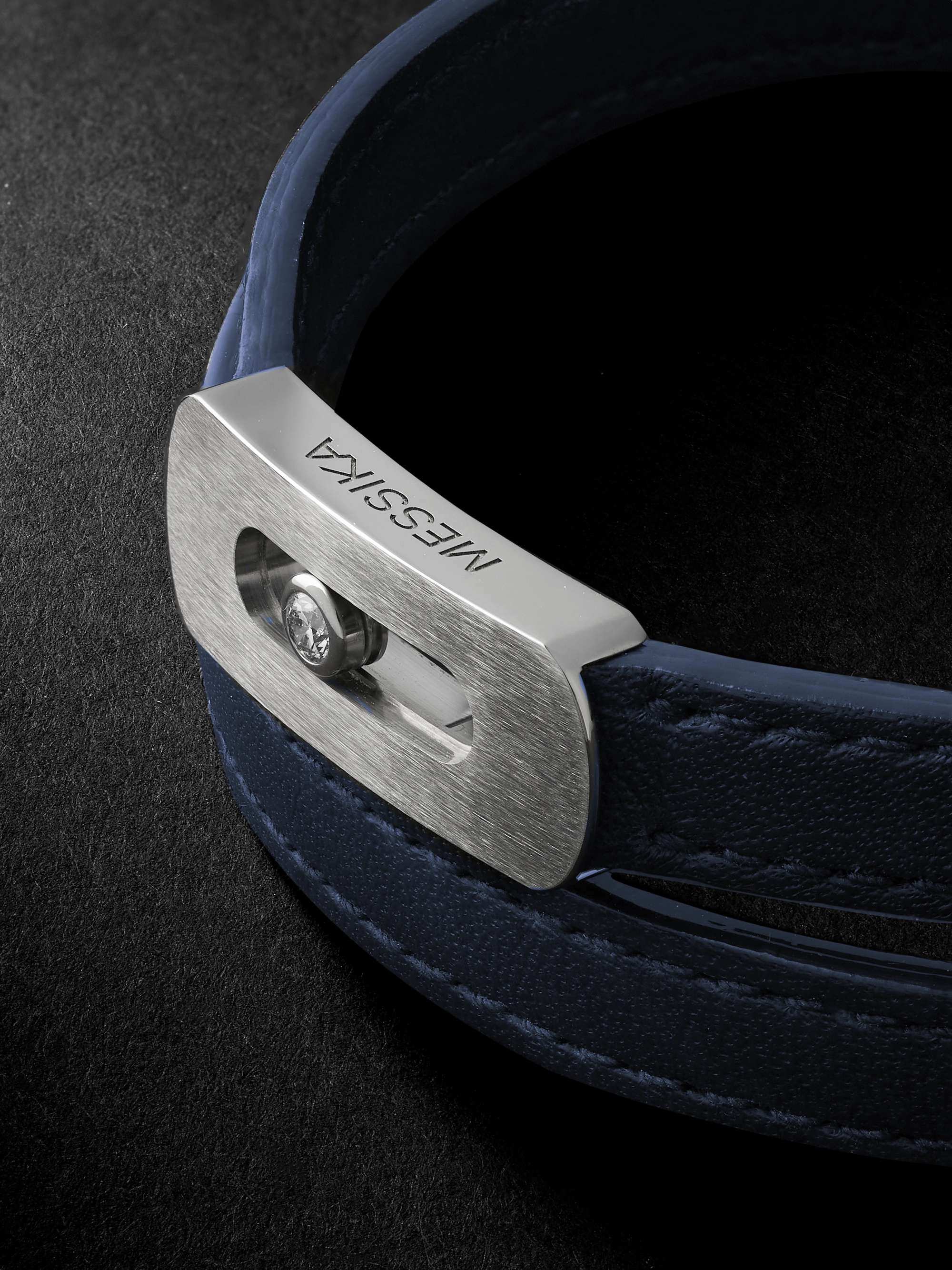 MESSIKA My Move Brushed-Titanium, Leather and Diamond Bracelet