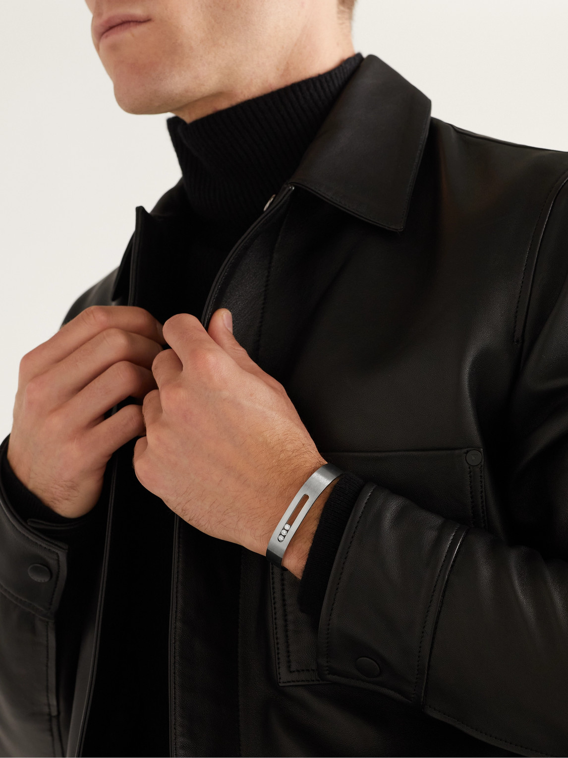Messika Move Titanium Diamond Cuff In Silver