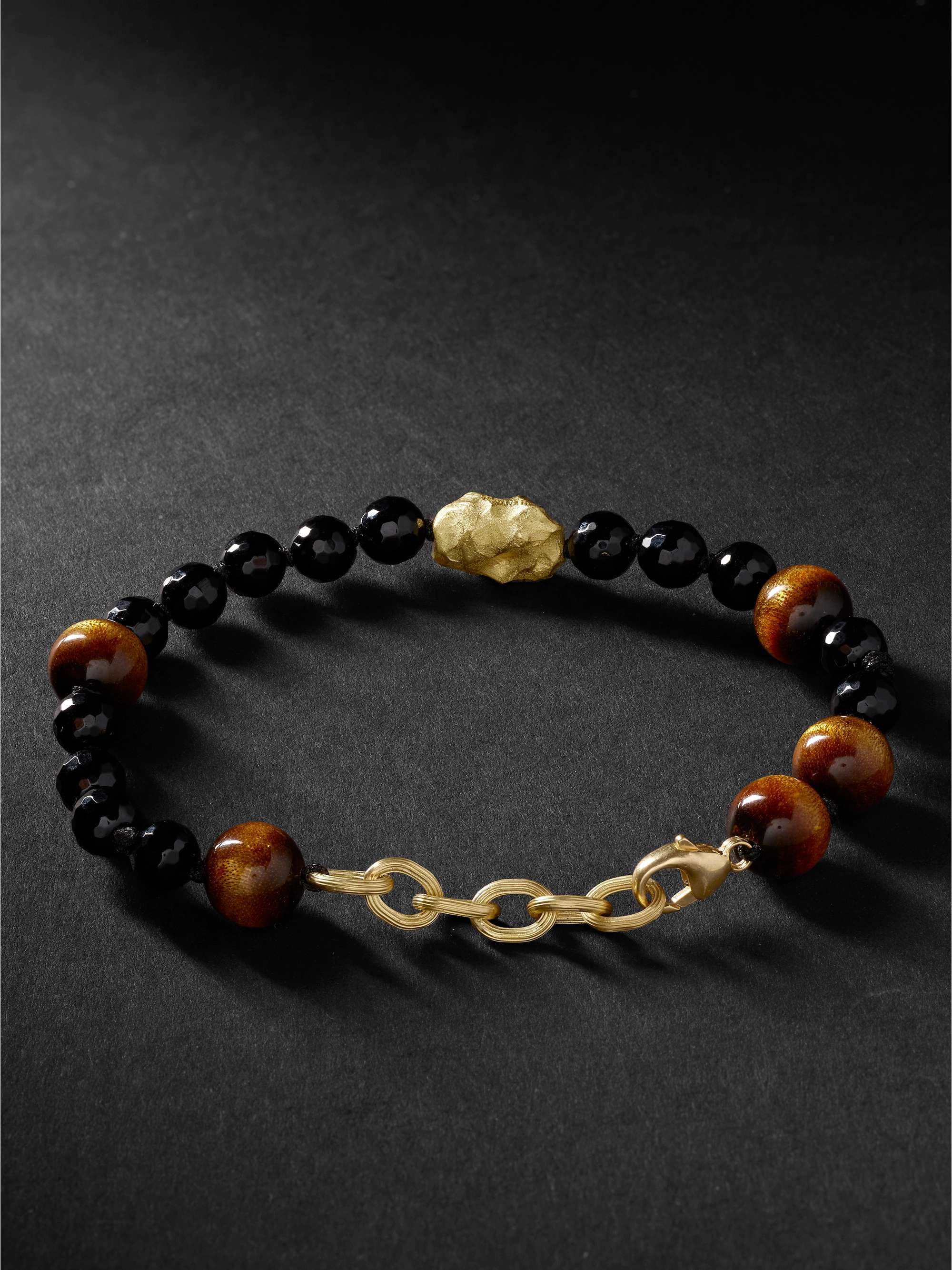ELHANATI 18-Karat Gold, Coral and Onyx Bracelet