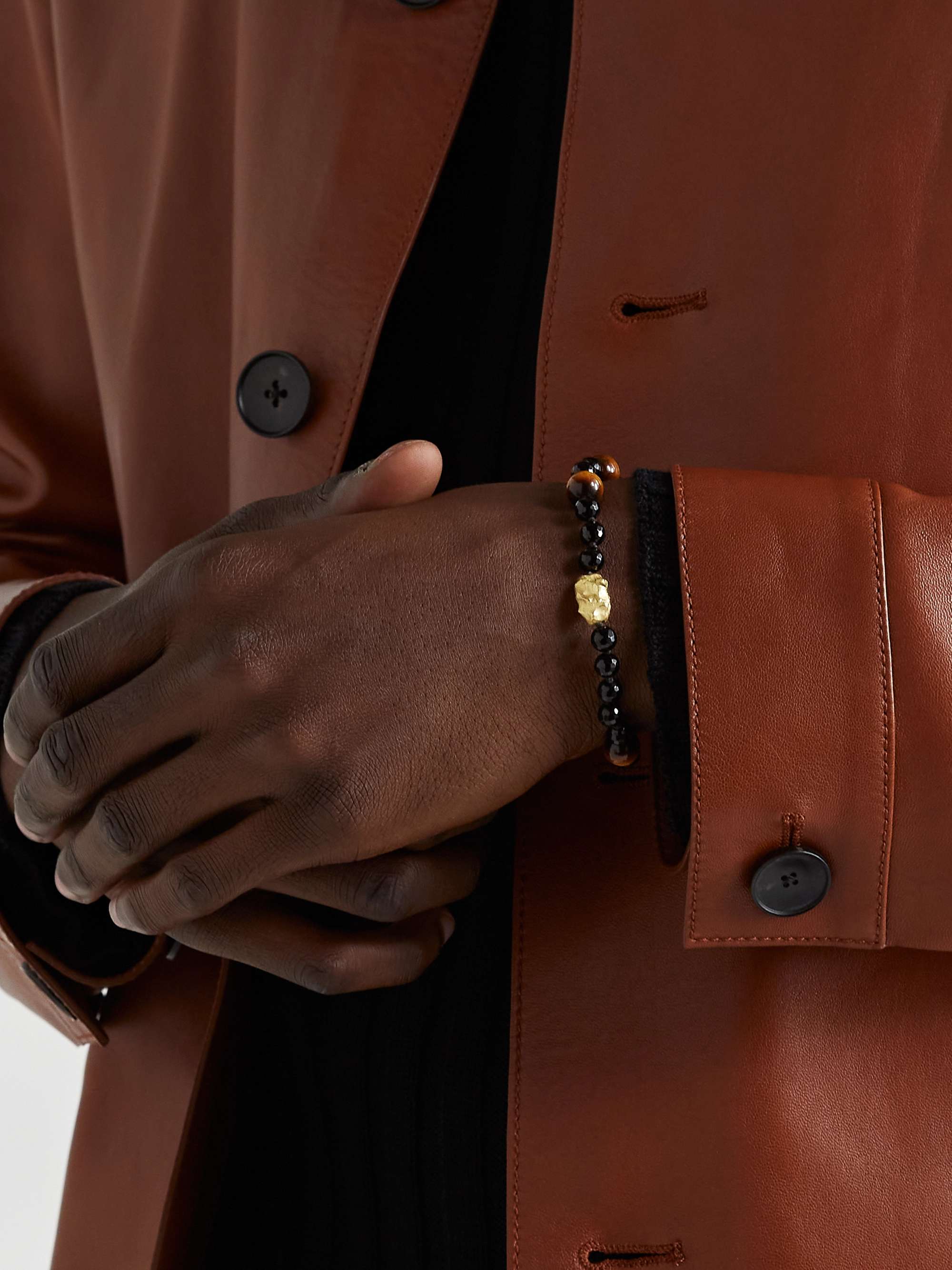 ELHANATI 18-Karat Gold, Coral and Onyx Bracelet