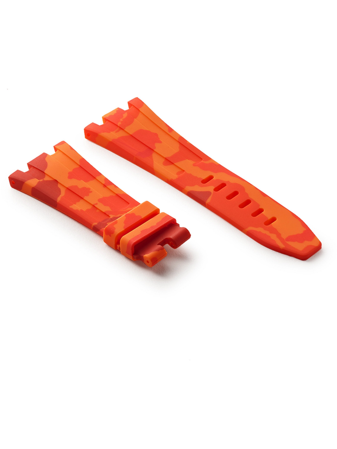 Horus Watch Straps Tang 42mm Camouflage-print Rubber Watch Strap In Orange