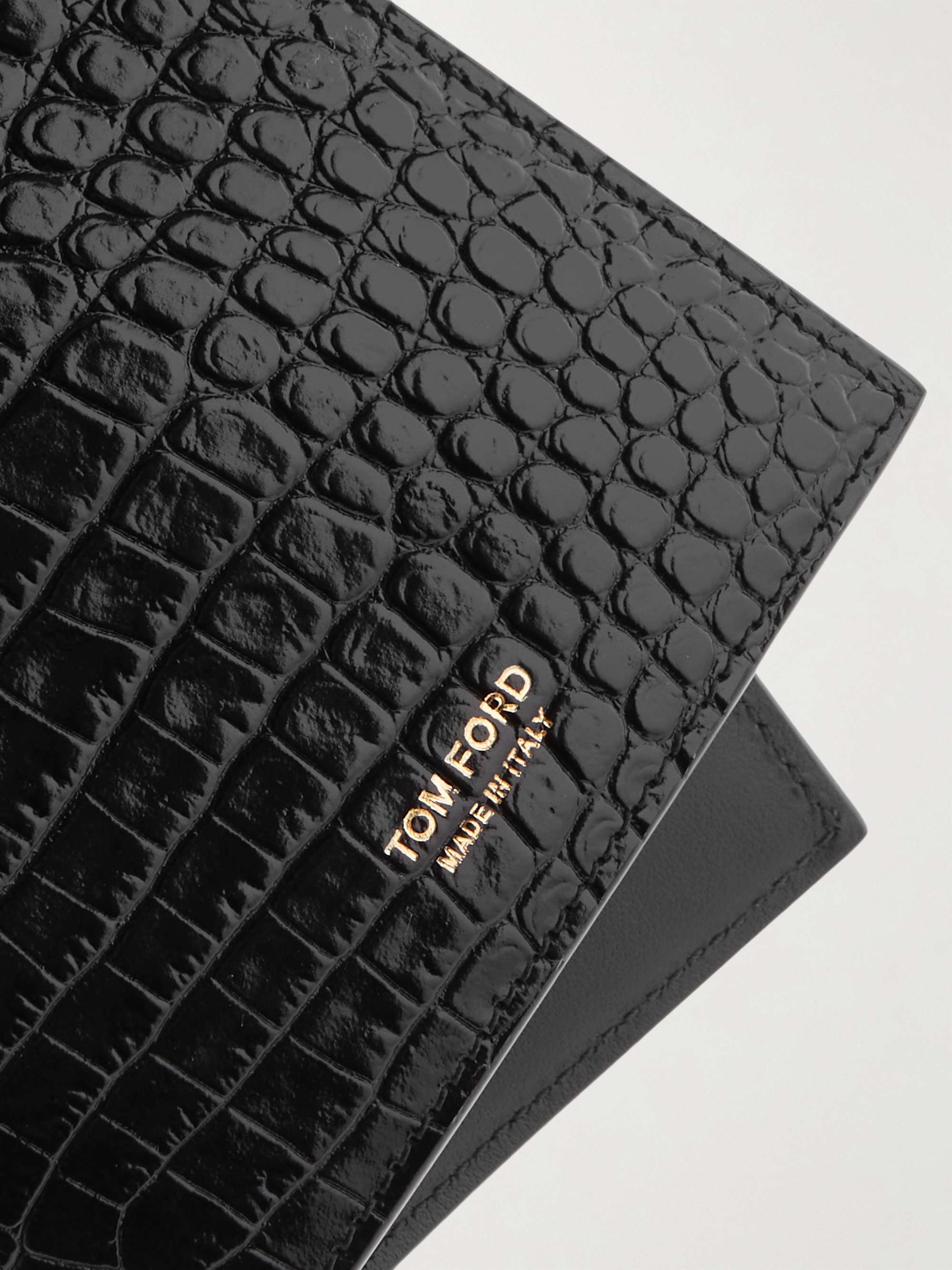 TOM FORD Croc-Effect Leather Passport Cover