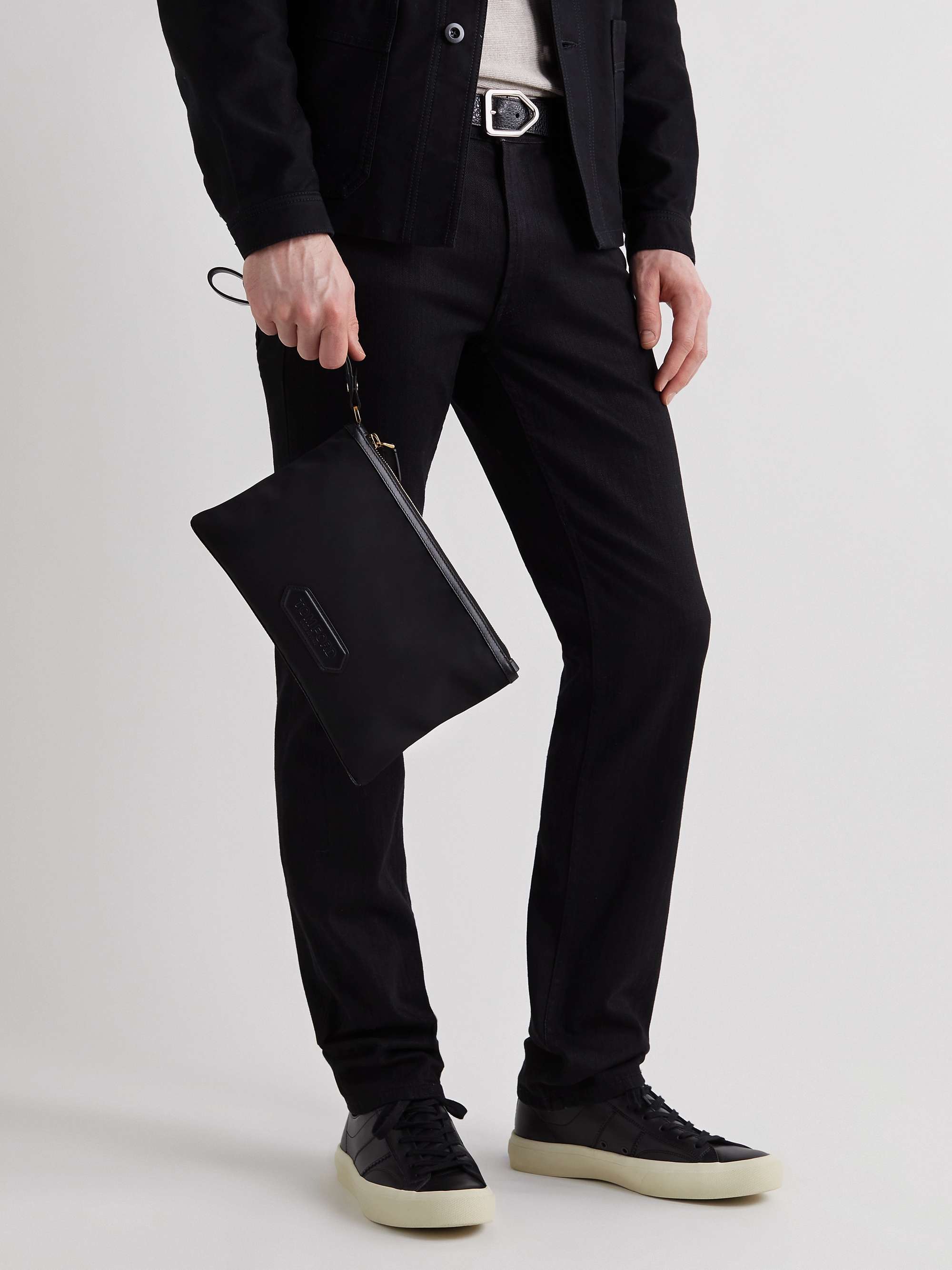 TOM FORD Leather-Trimmed Recycled Shell Pouch