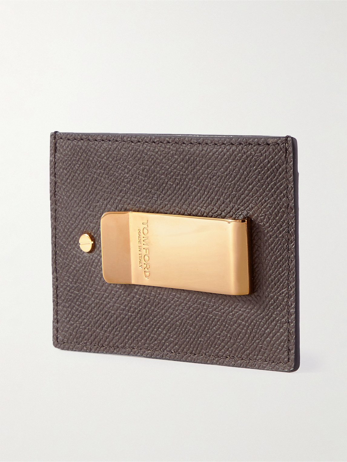 Shop Tom Ford Full-grain Leather Cardholder With Money Clip In Brown