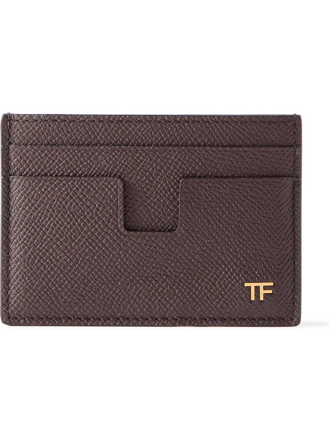 Tom Ford Full-grain Leather Cardholder With Money Clip In Brown
