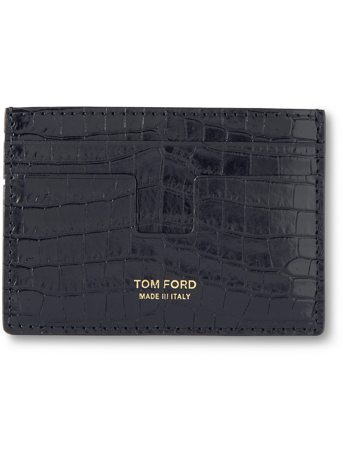 Tom Ford Croc-effect Leather Cardholder With Money Clip In Black