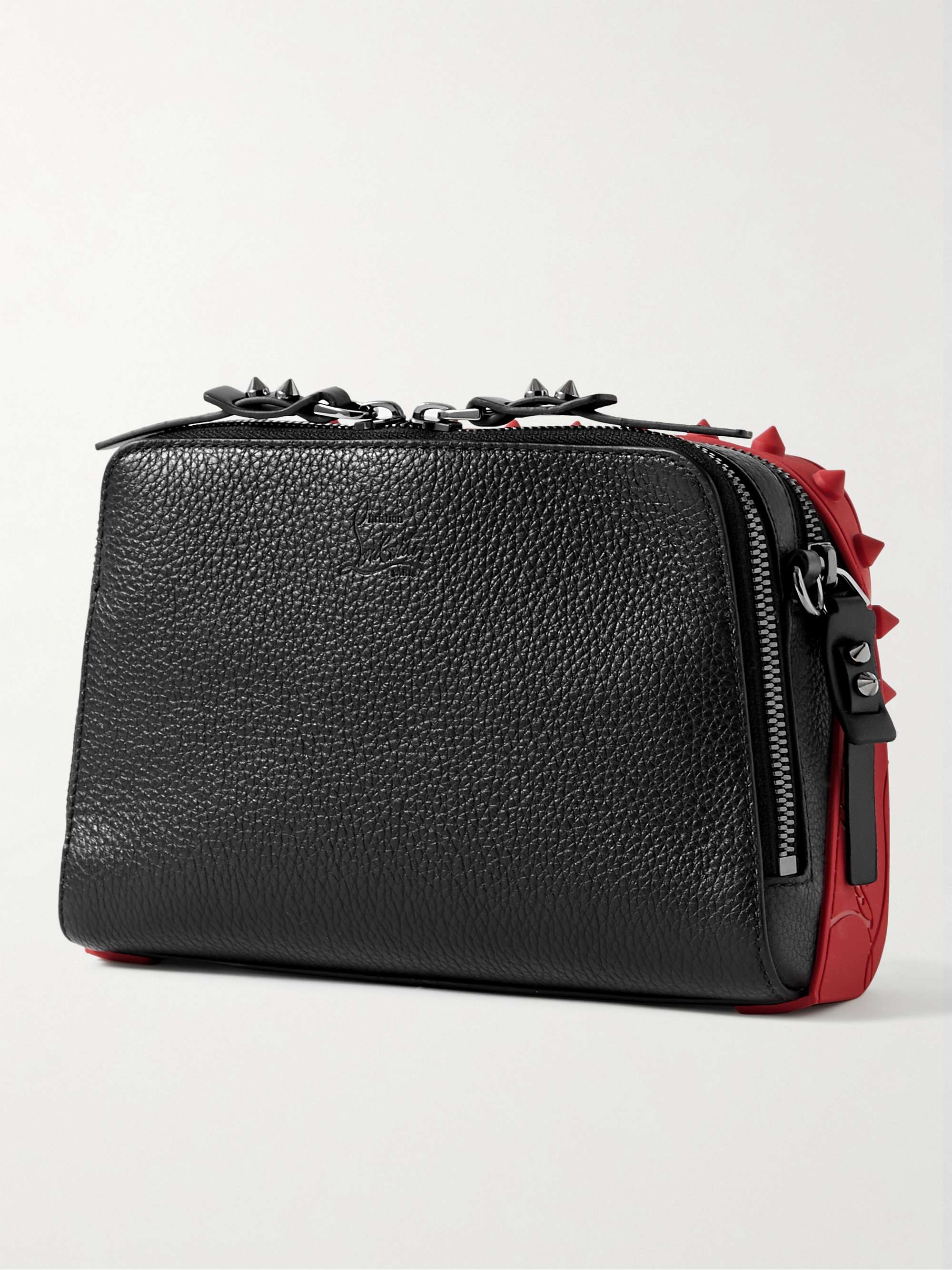 CHRISTIAN LOUBOUTIN Loubitown Spiked Full-Grain Leather Messenger Bag