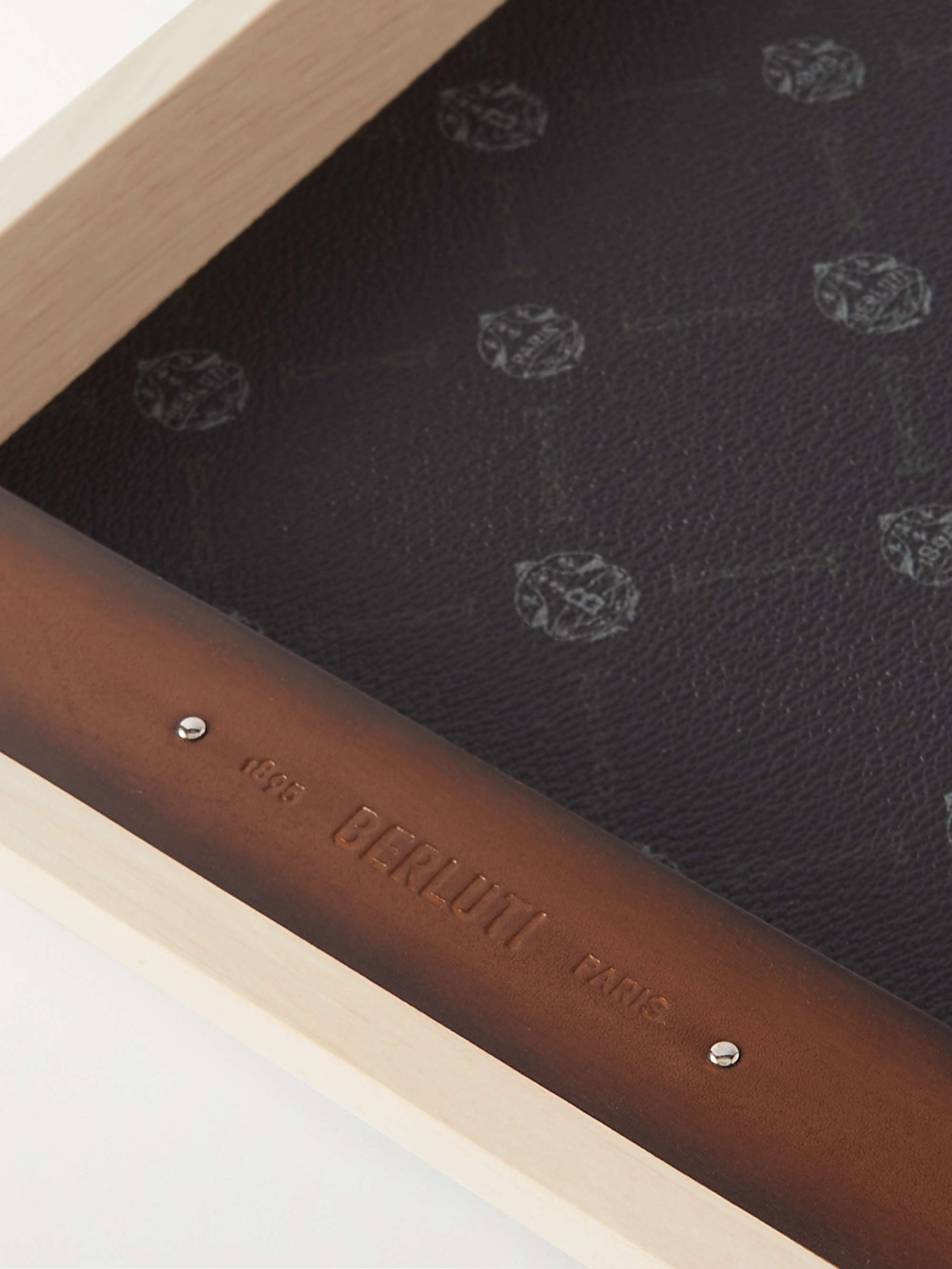BERLUTI Signature Canvas and Venezia Leather-Trimmed Wood Tray