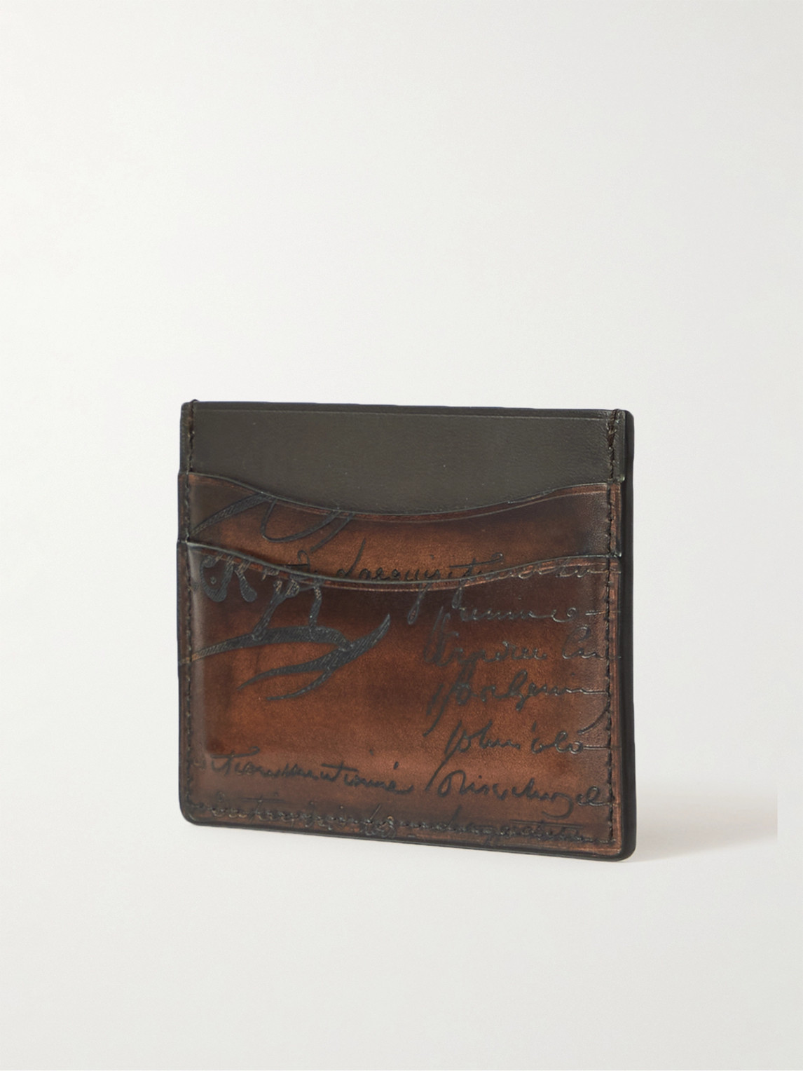 Shop Berluti Scritto Leather Cardholder In Brown