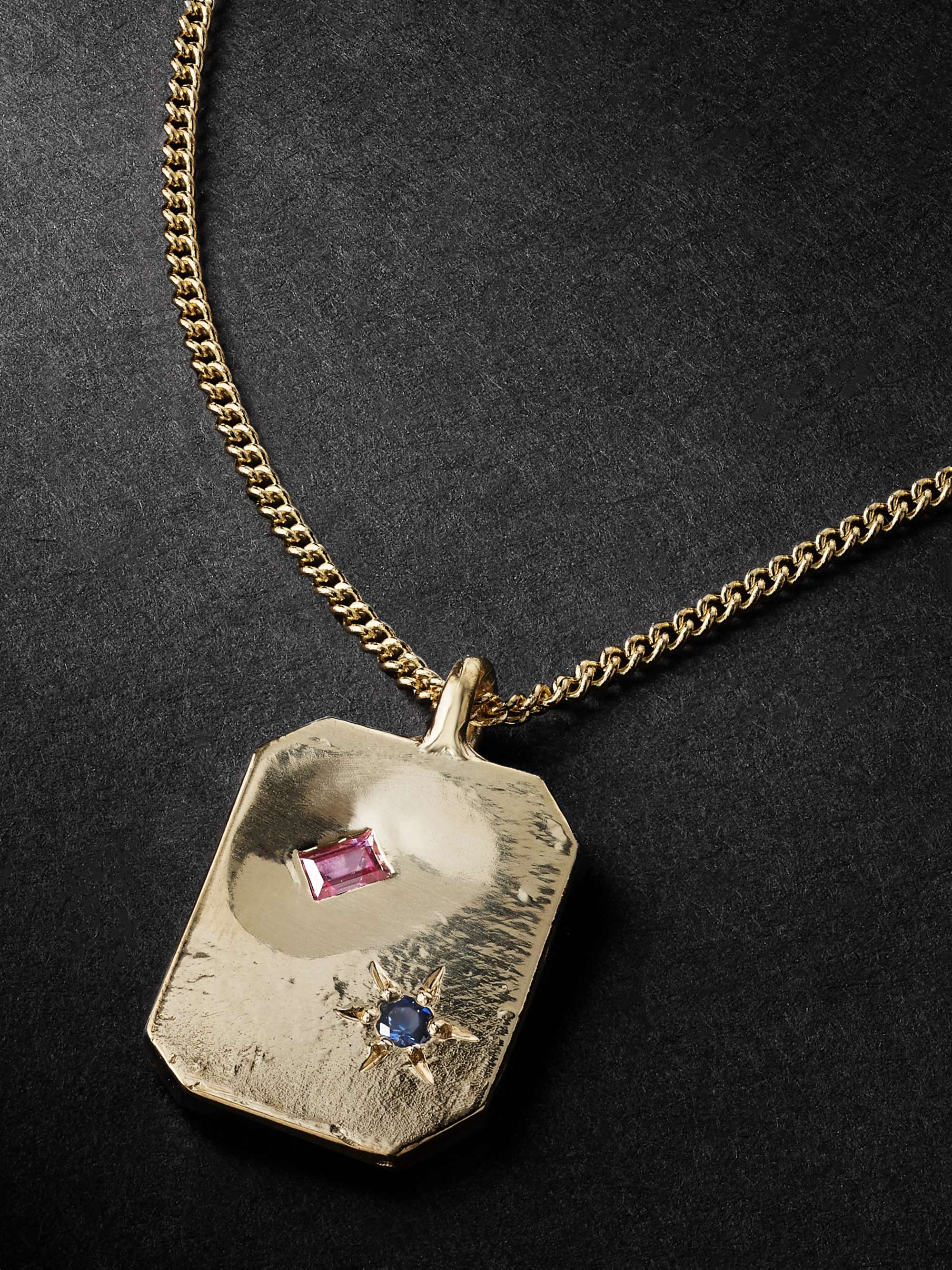 SEB BROWN Bevel Gold Sapphire Pendant Necklace