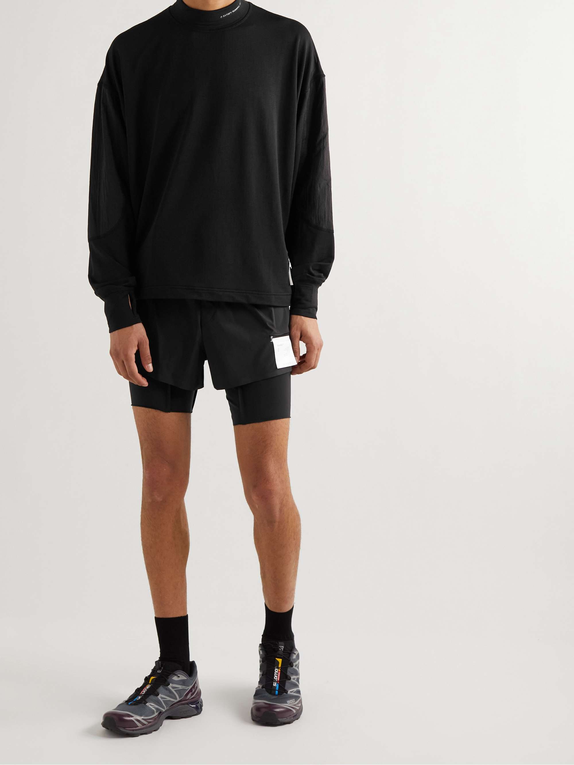 SATISFY Logo-Appliquéd Nylon-Ripstop Panelled Recycled GhostFleece Running Top
