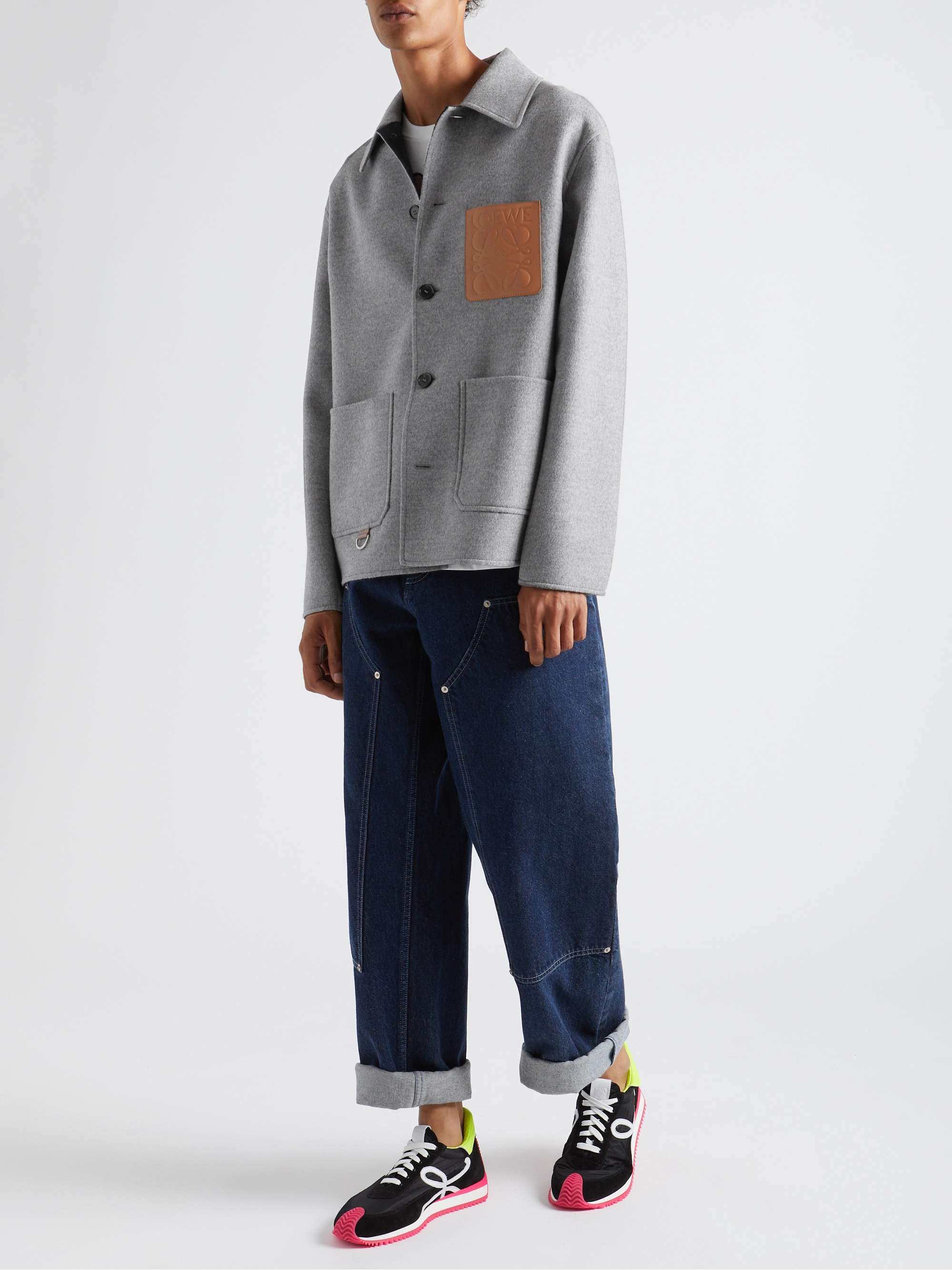 LOEWE Leather-Trimmed Wool and Cashmere-Blend Jacket