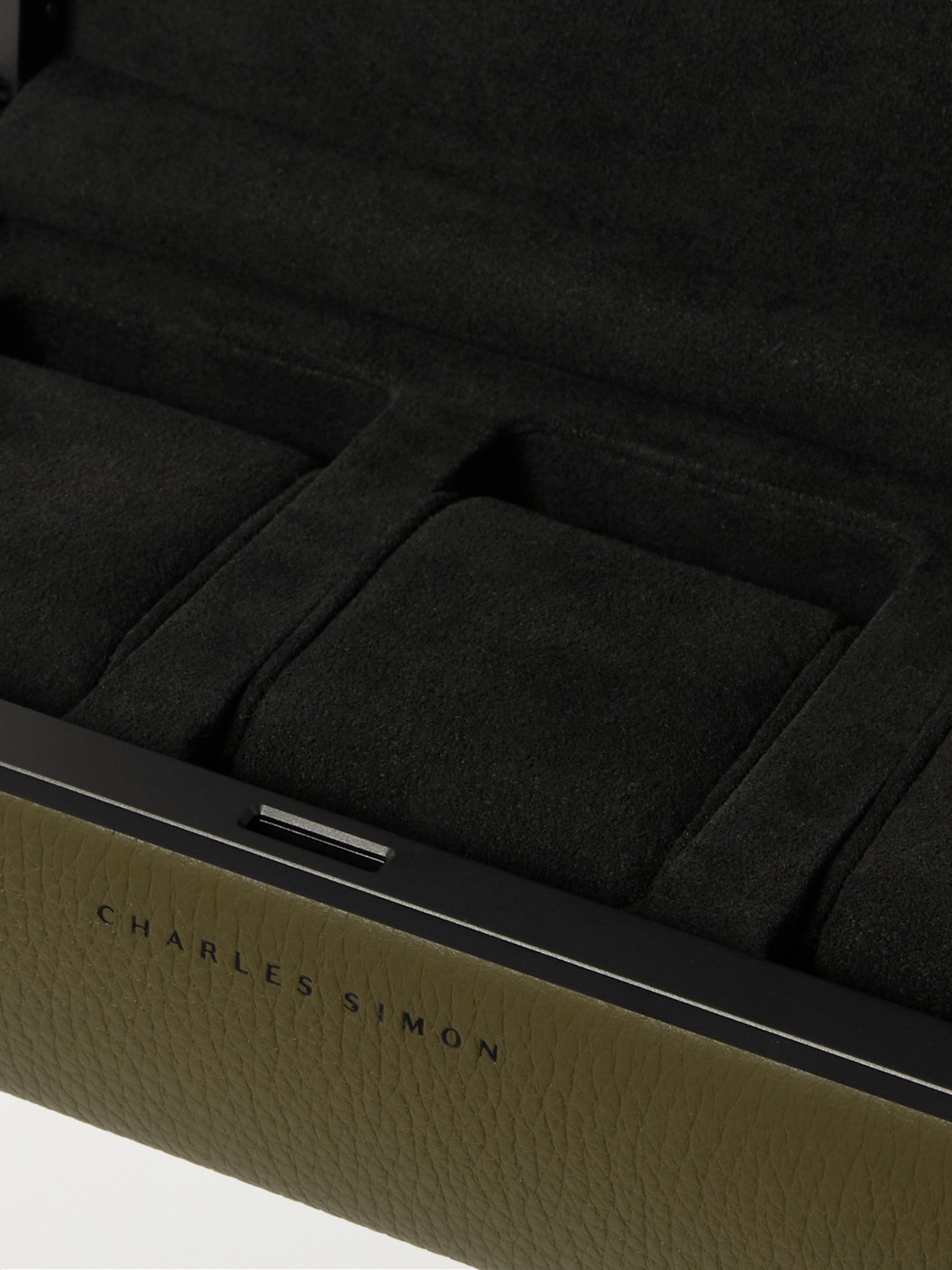 CHARLES SIMON Eaton Full-Grain Leather Three-Piece Travel Watch Case
