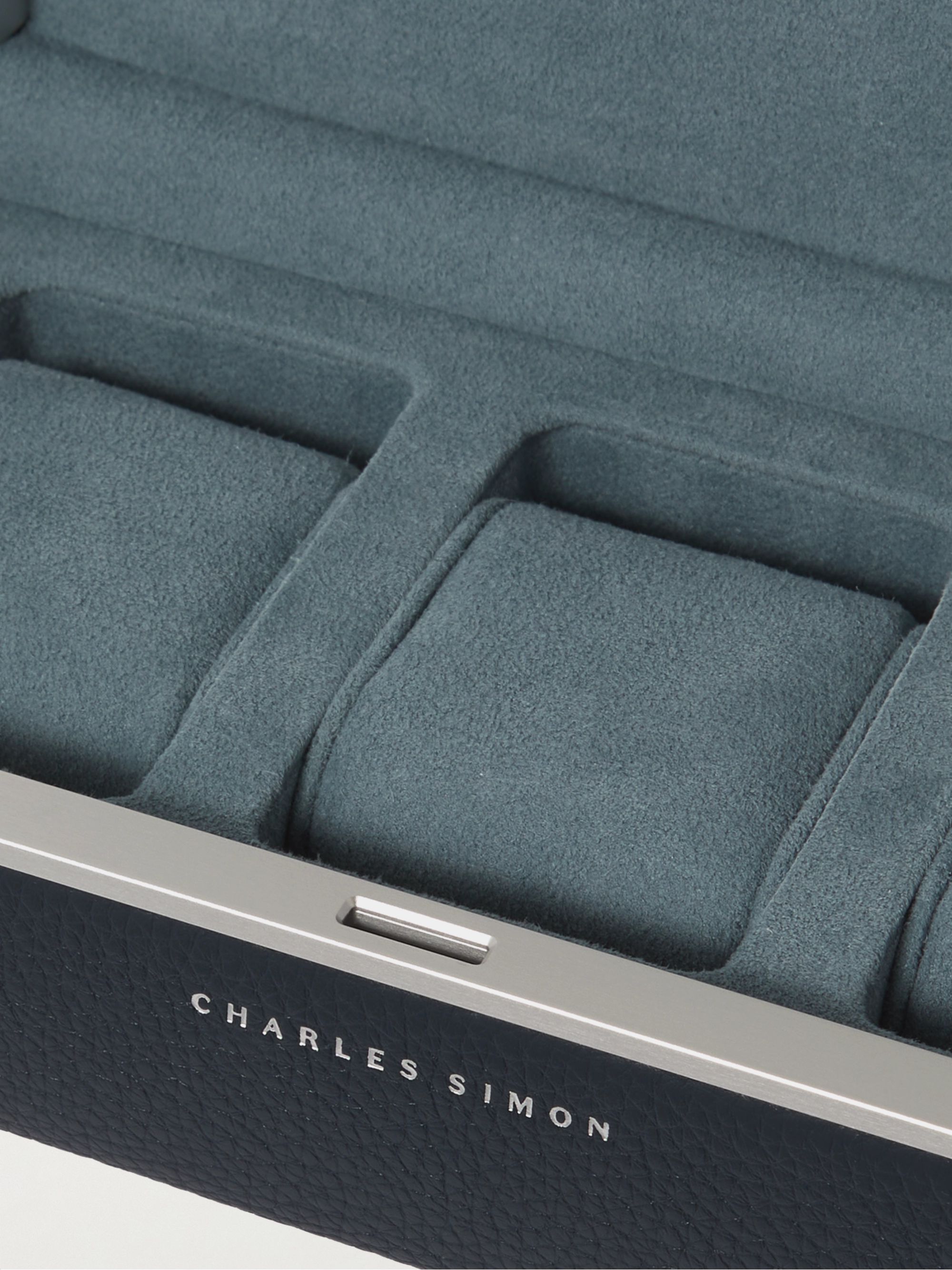 CHARLES SIMON Eaton Full-Grain Leather Three-Piece Travel Watch Case